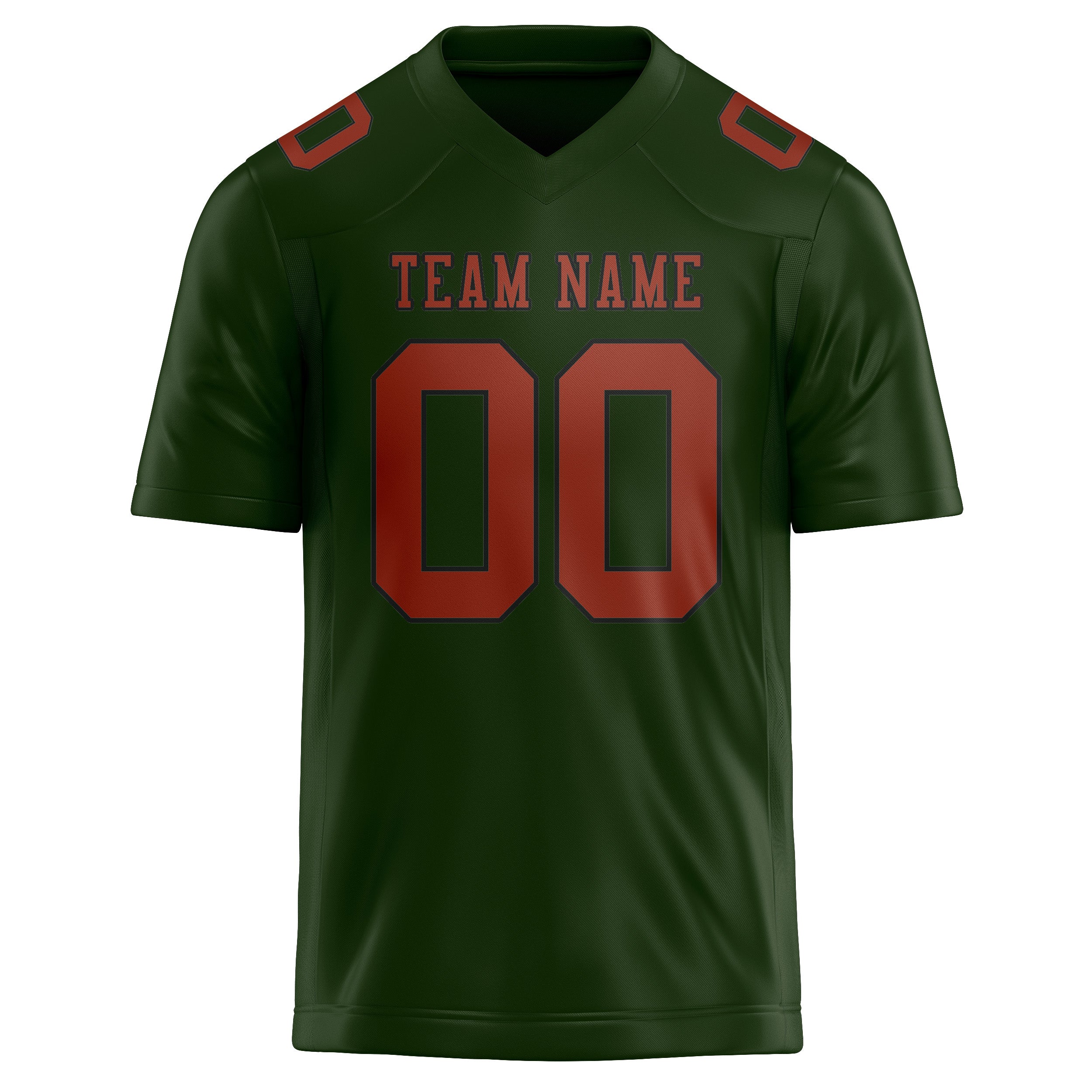 Custom Dark Green Coral Red Football Jersey