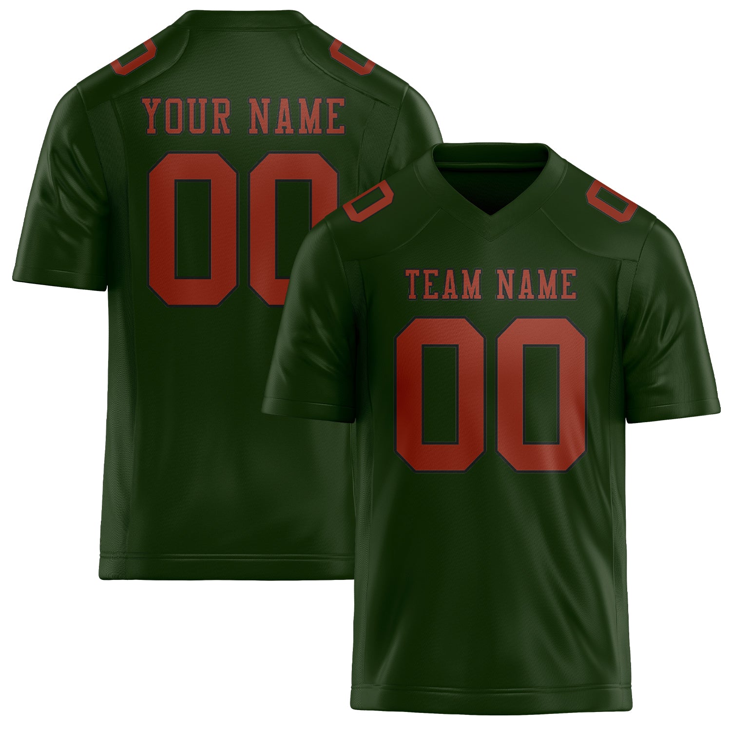 Custom Dark Green Coral Red Football Jersey