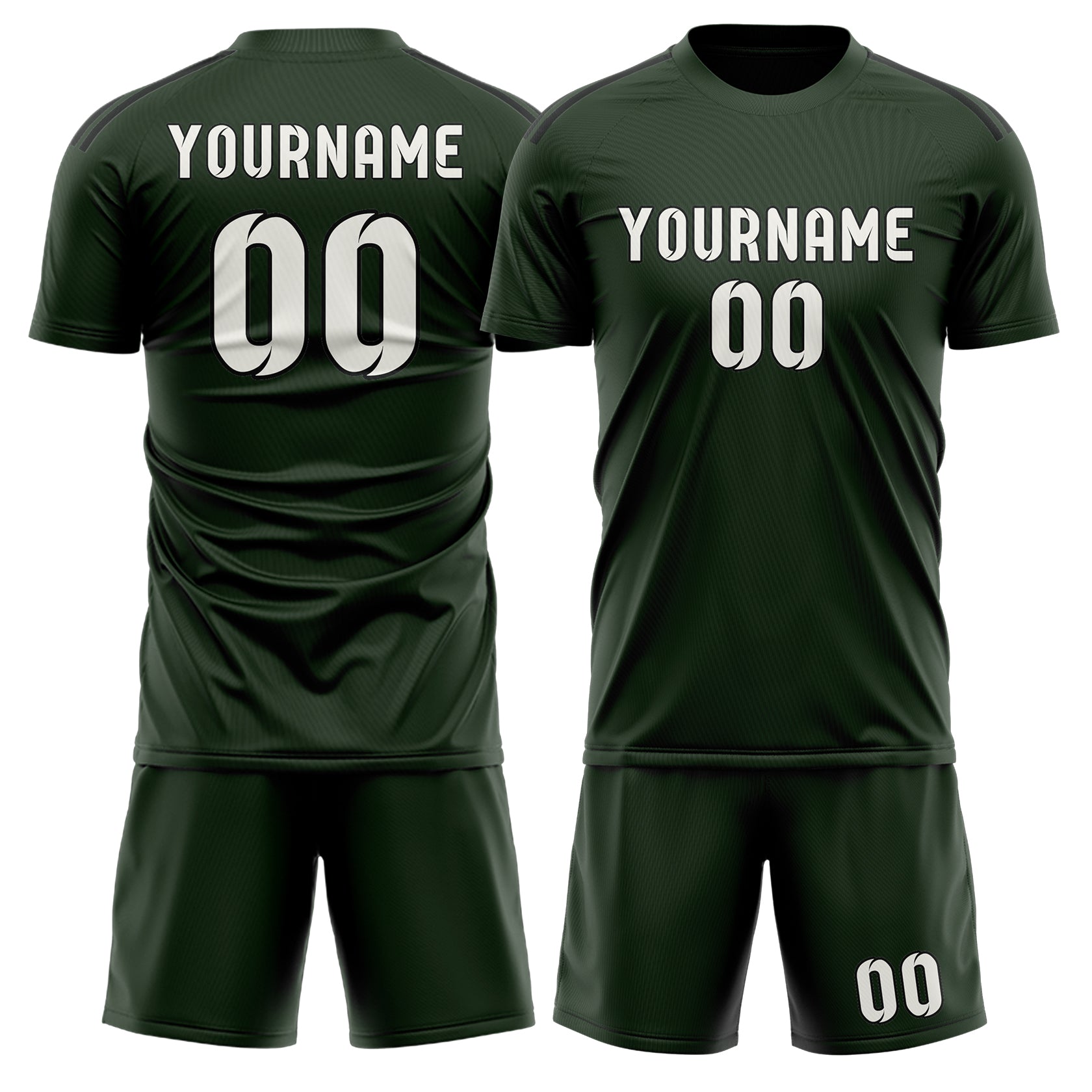 Custom Dark Green White Soccer Set