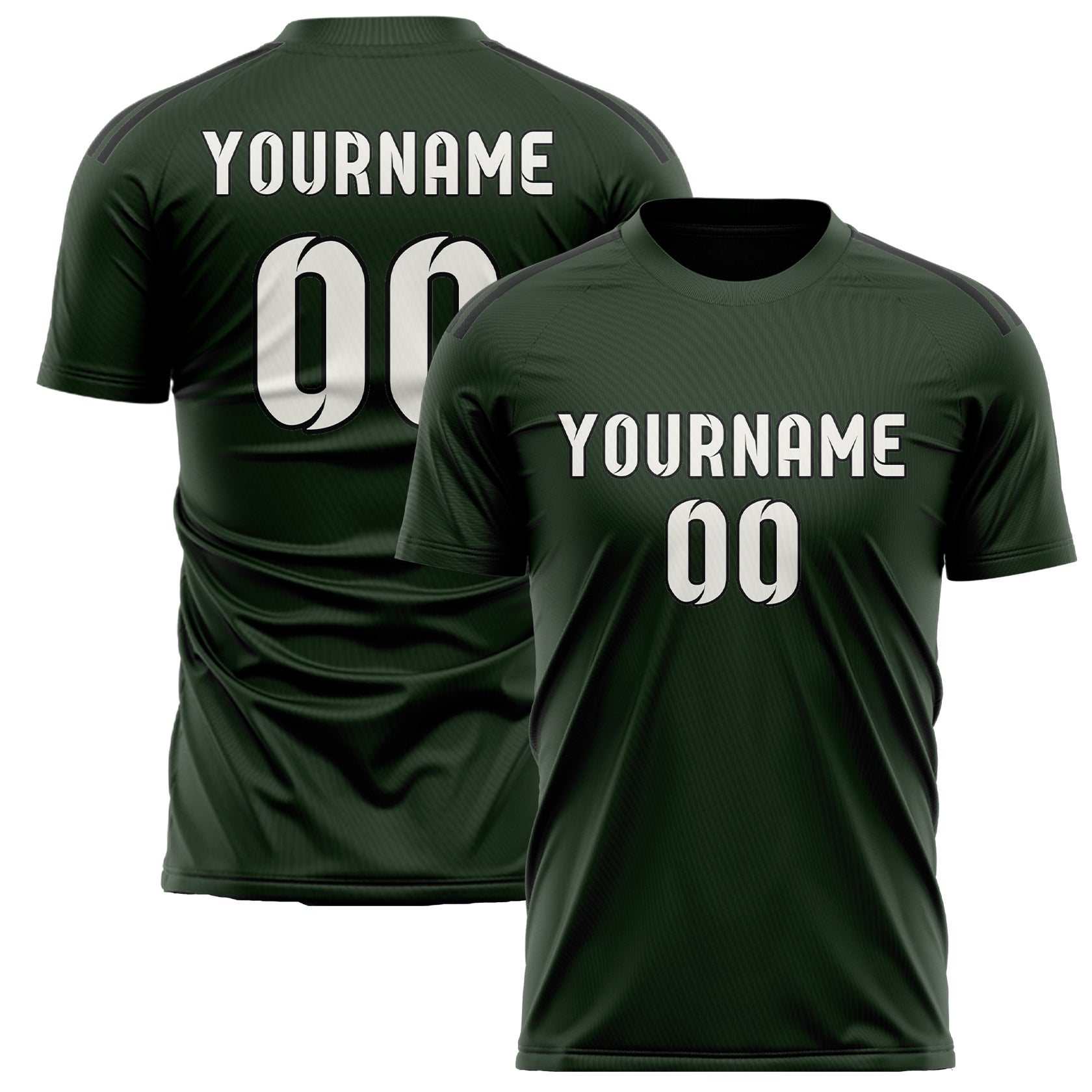 Custom Dark Green White Soccer Jersey