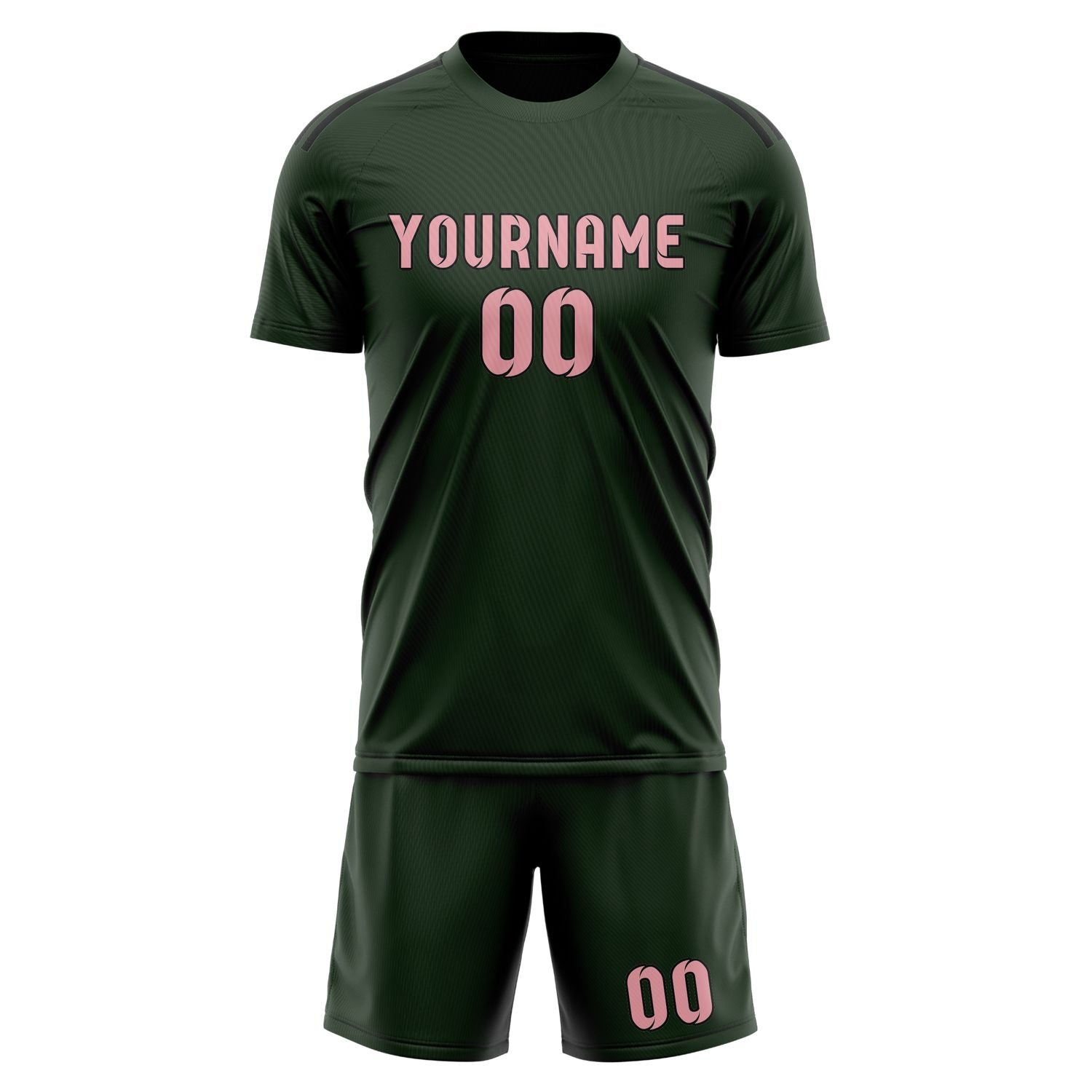 Custom Dark Green Light Pink Soccer Set