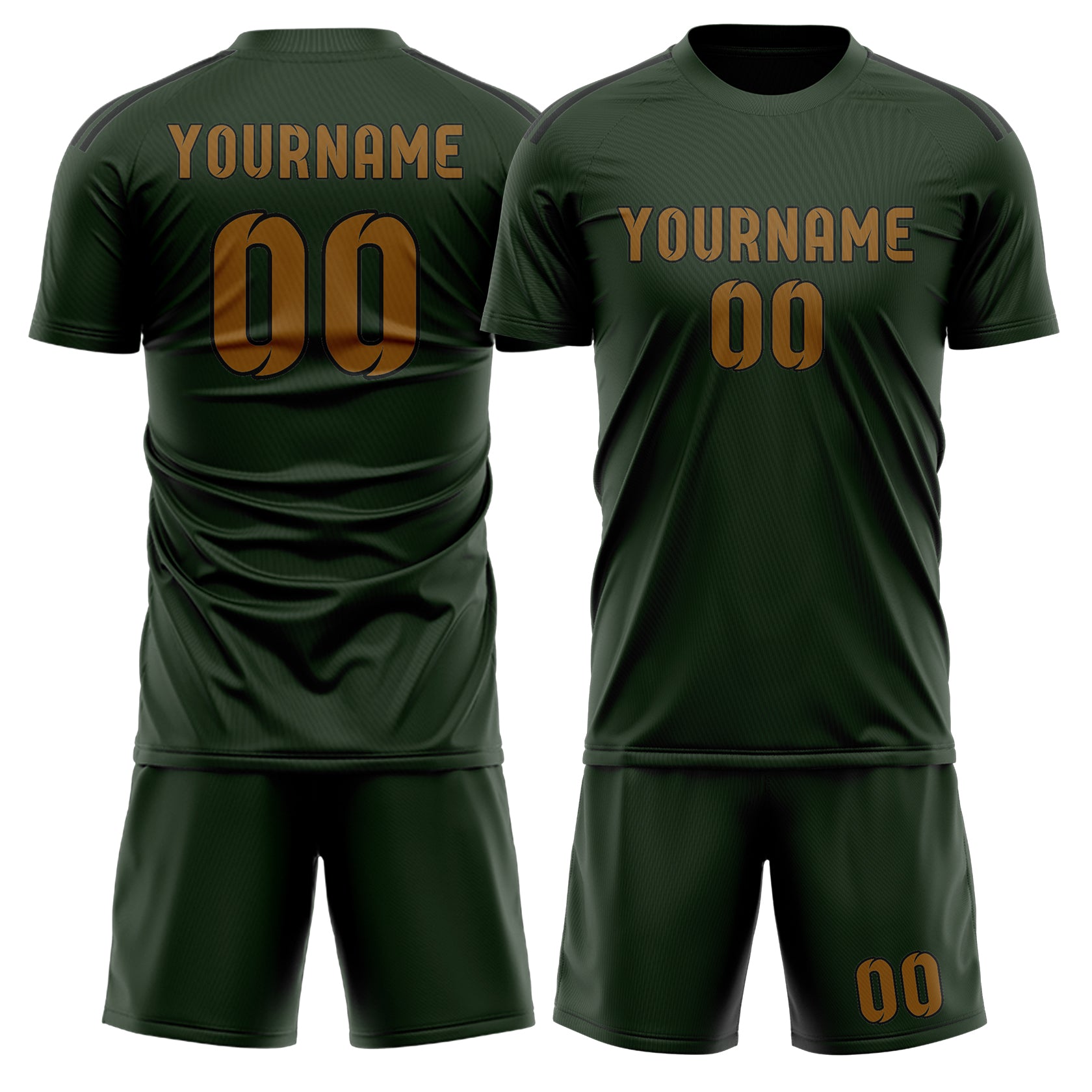 Custom Dark Green Khaki Soccer Set