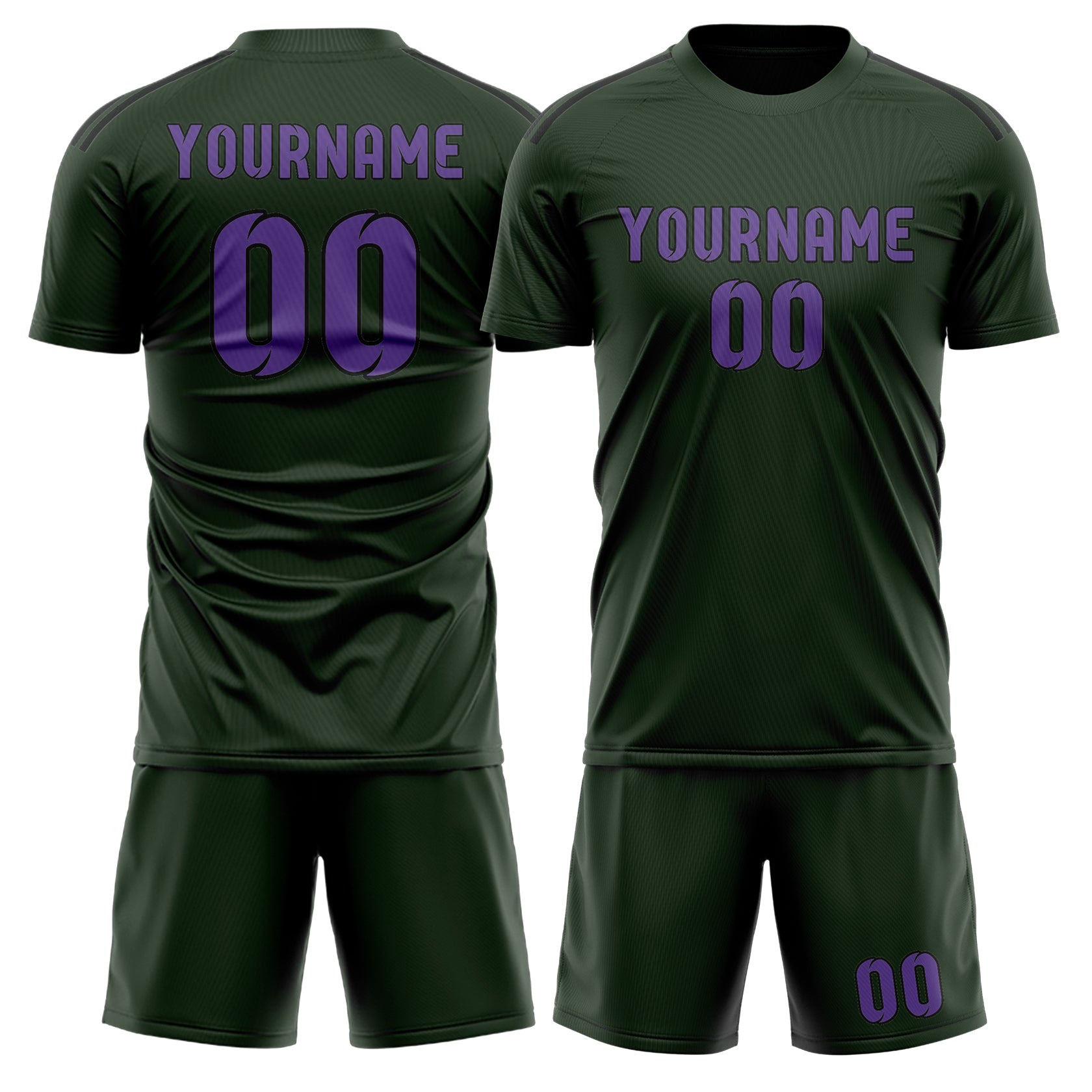 Custom Dark Green Light Purple Soccer Set