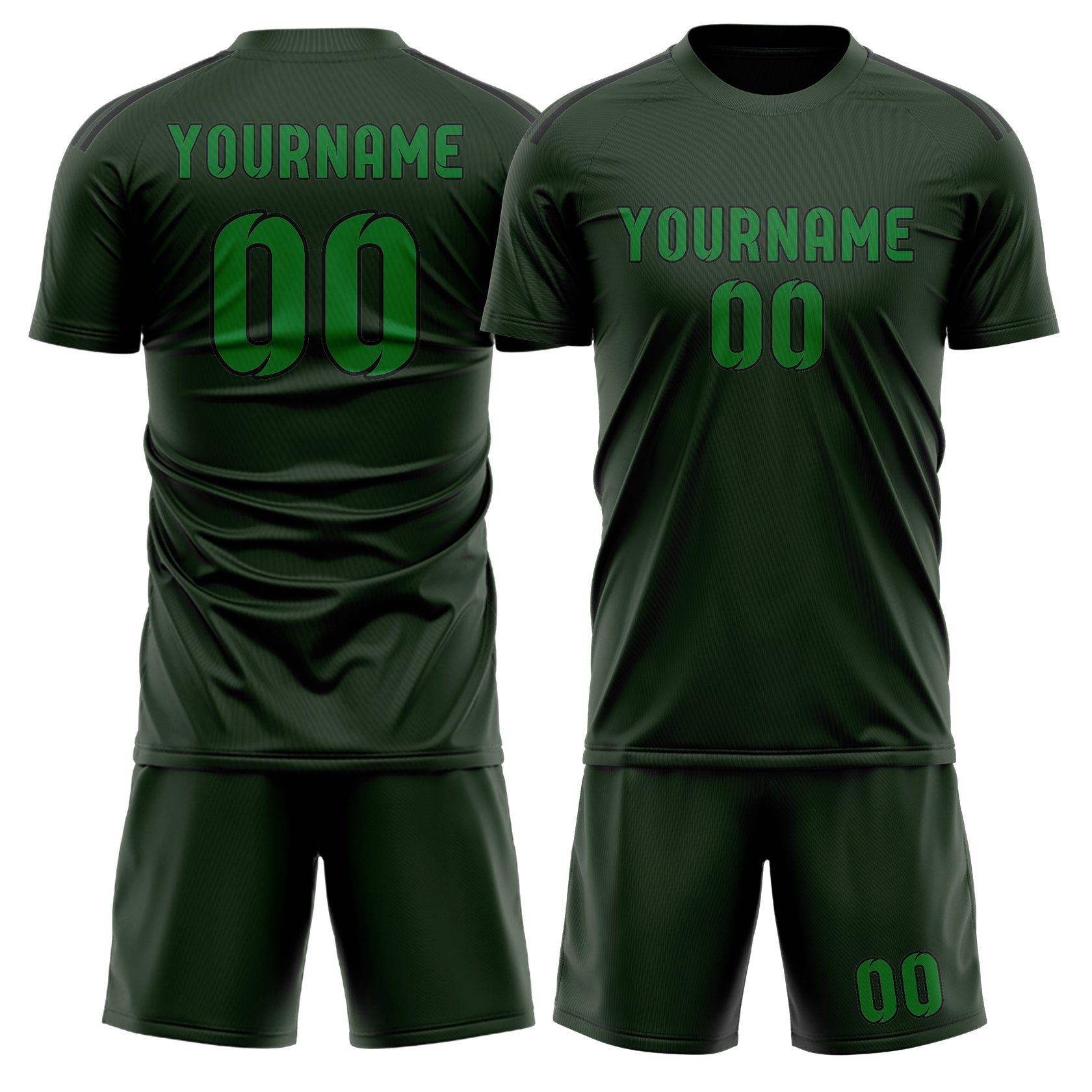 Custom Dark Green Emerald Green Soccer Set