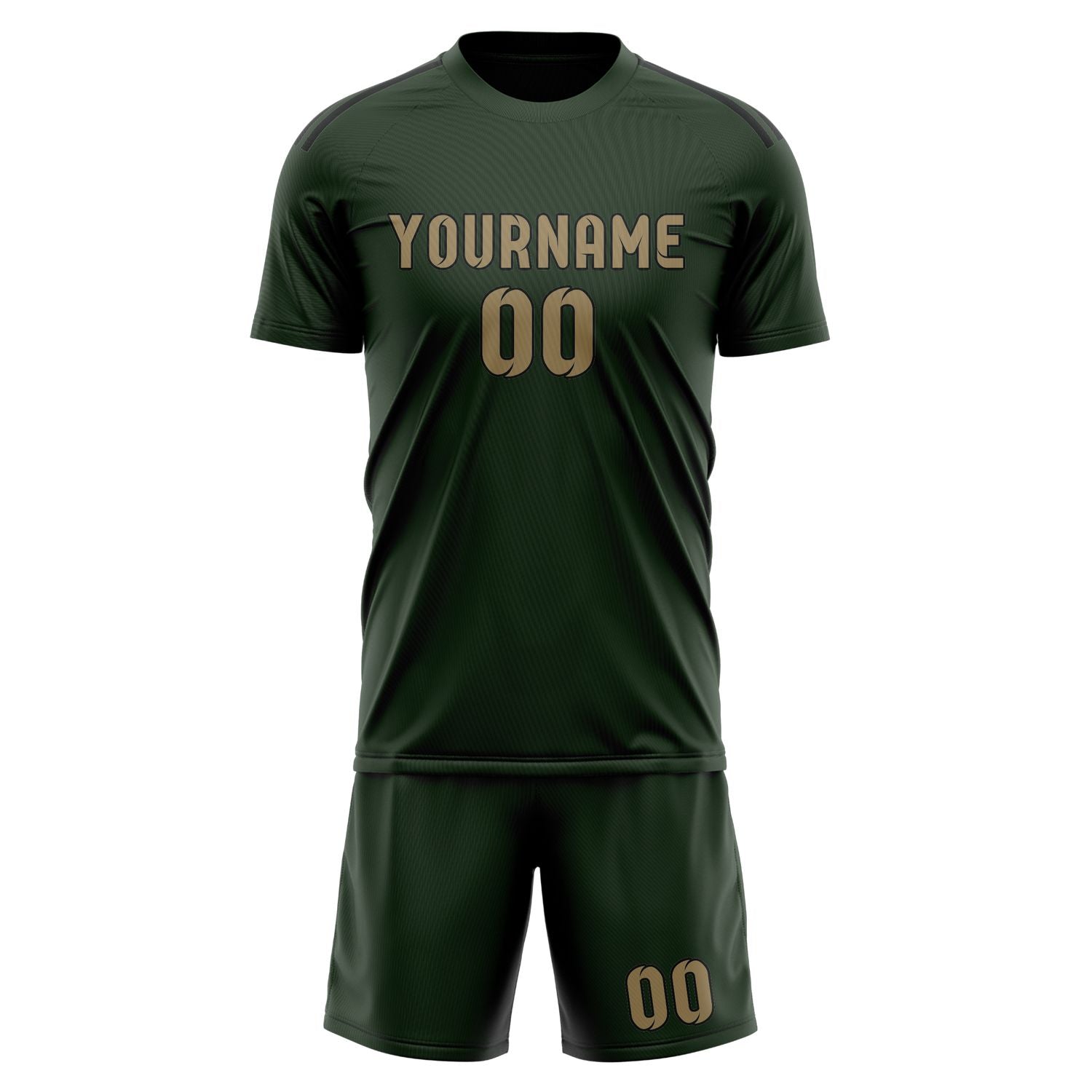 Custom Dark Green Light Khaki Soccer Set
