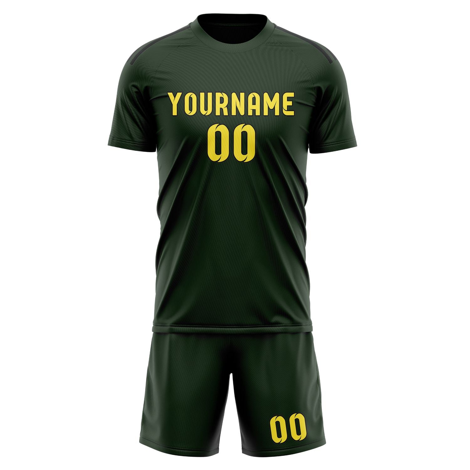 Custom Dark Green Light Yellow Soccer Set