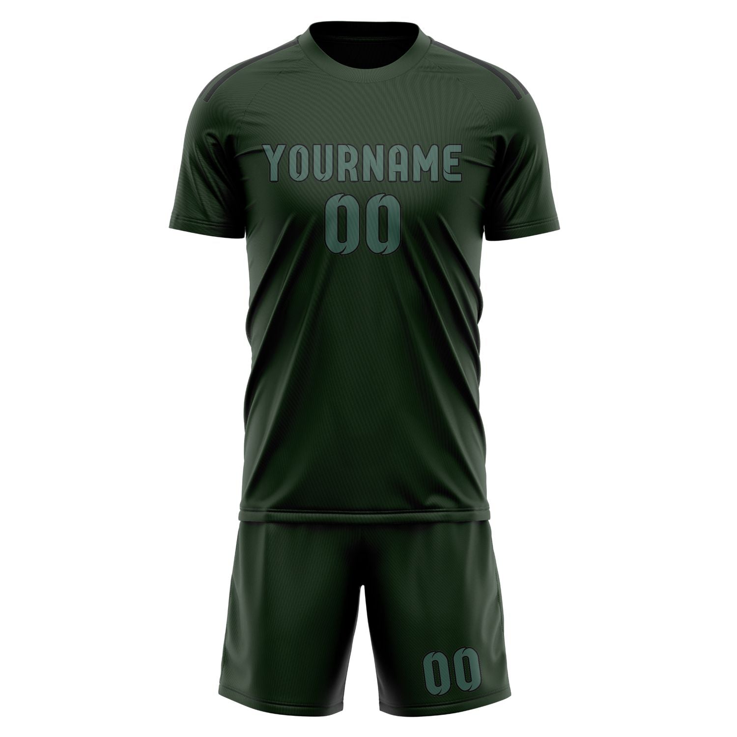 Custom Dark Green Blue Green Soccer Set