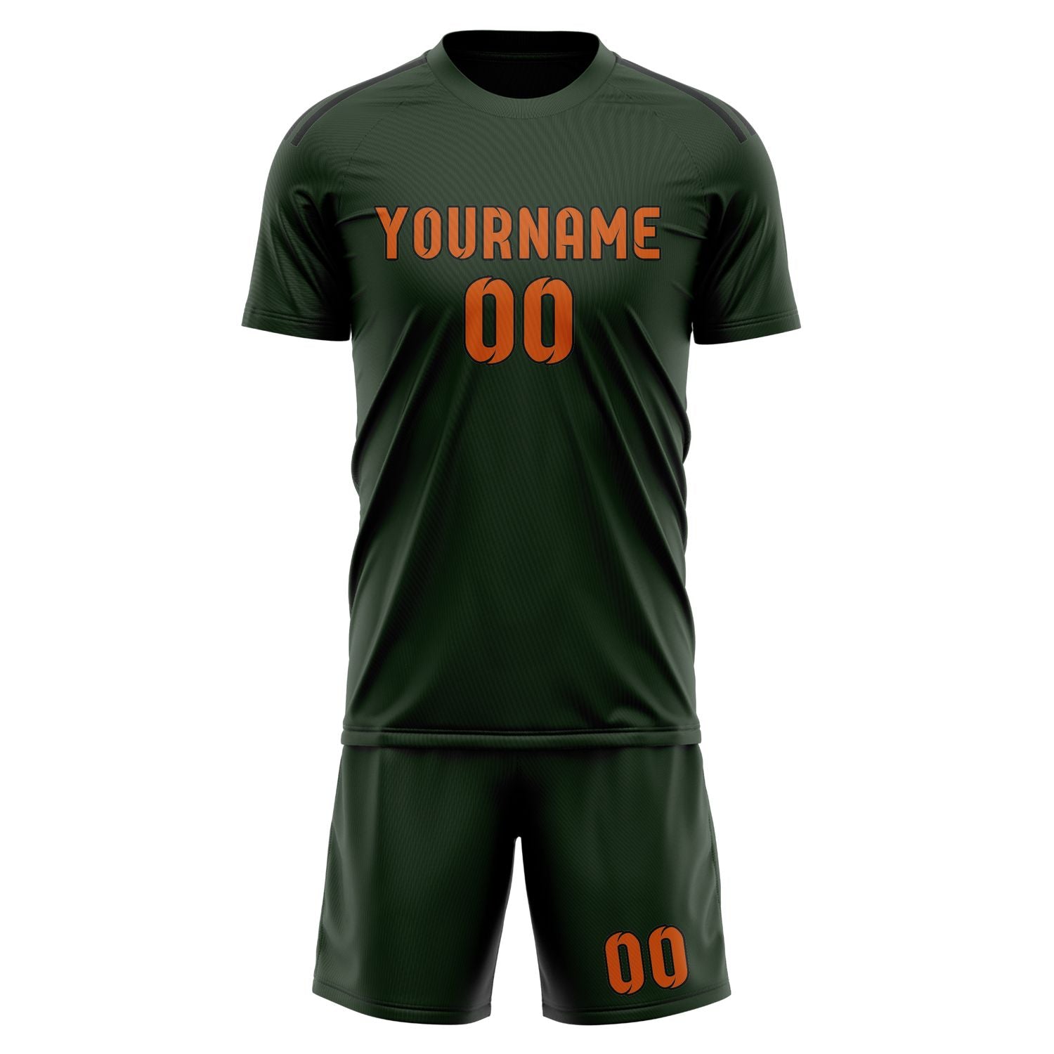 Custom Dark Green Orange Soccer Set