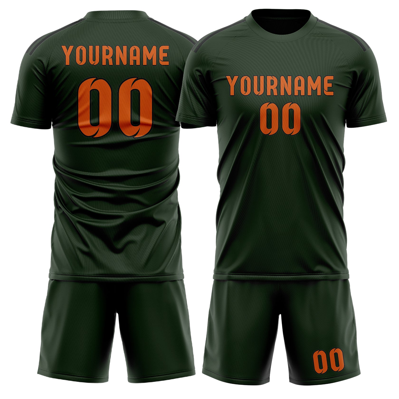 Custom Dark Green Orange Soccer Set