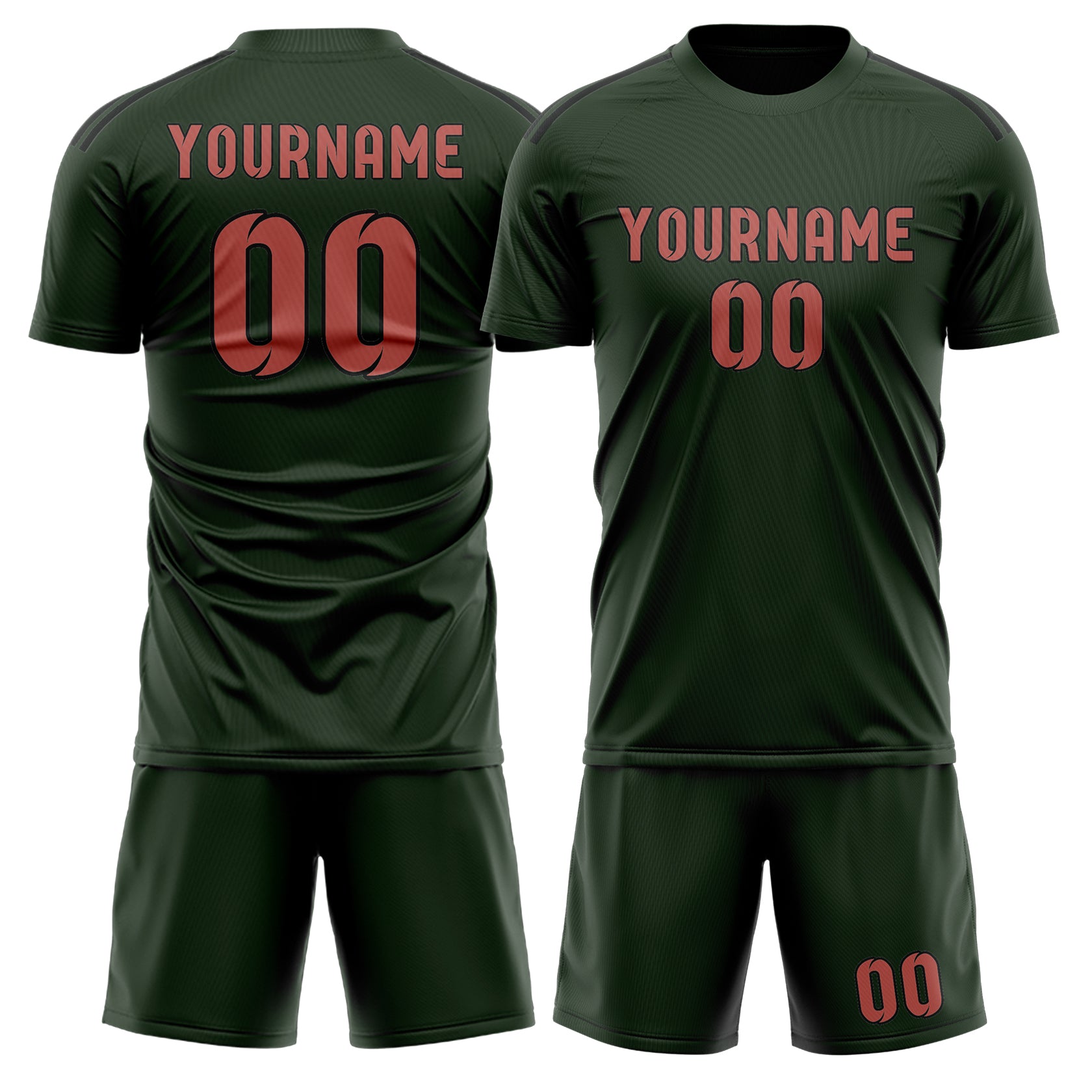 Custom Dark Green Copper Rose Soccer Set