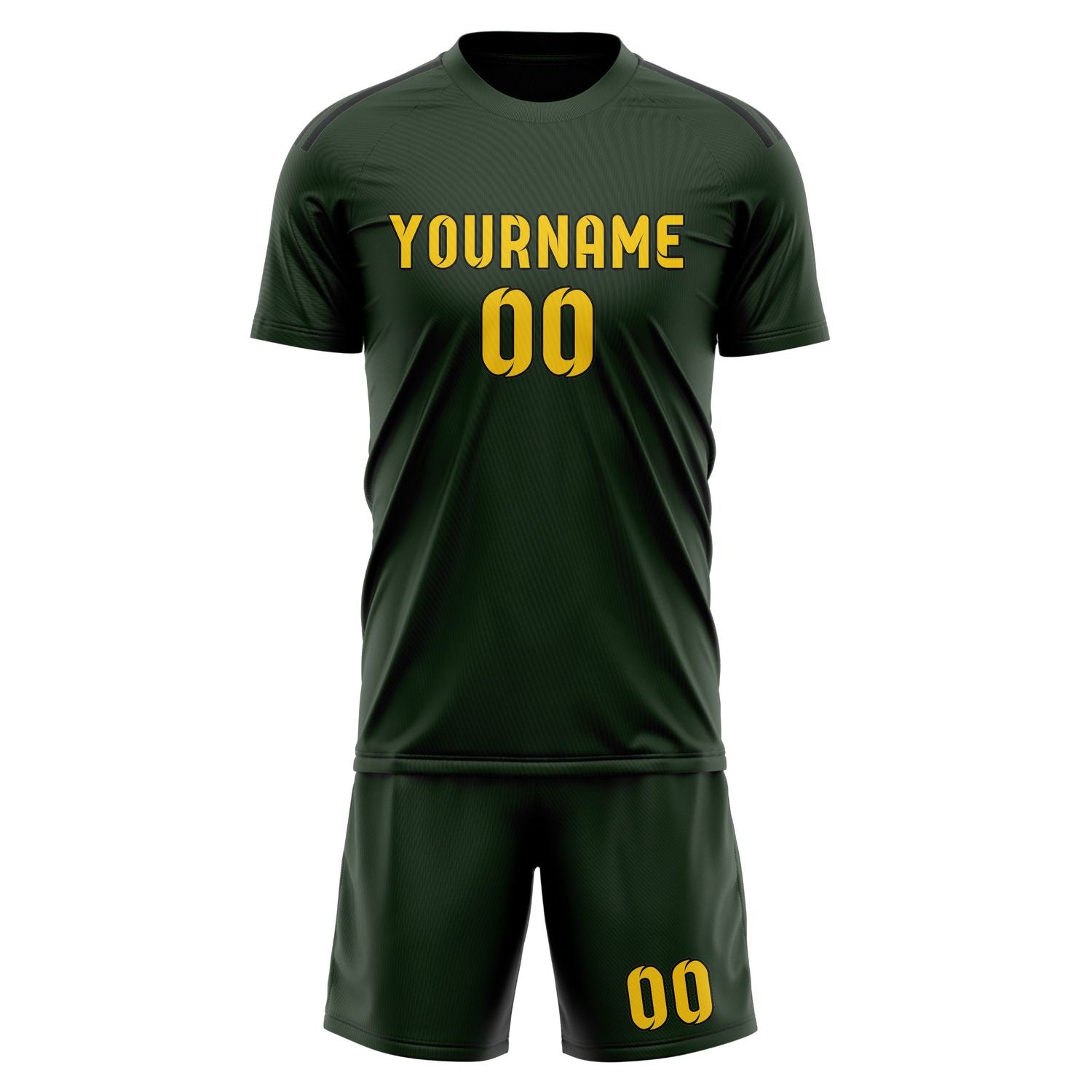 Custom Dark Green Gold Soccer Set