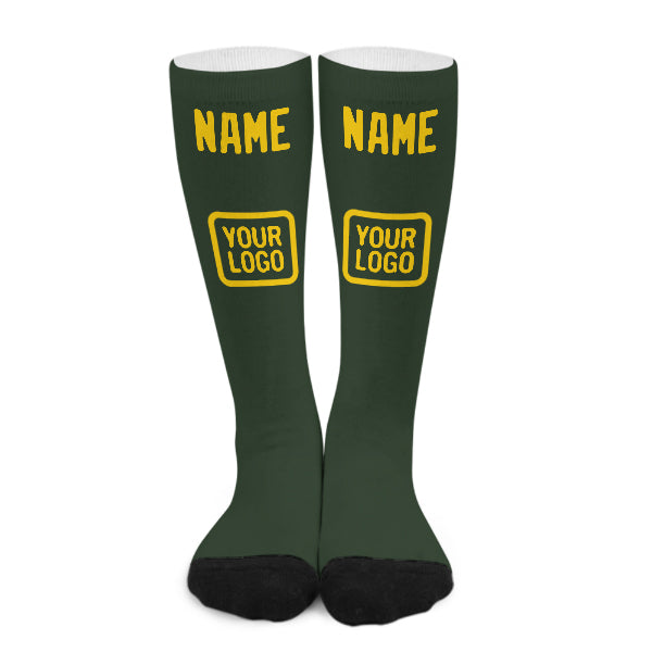 Custom Dark Green Gold Knee-High Sock
