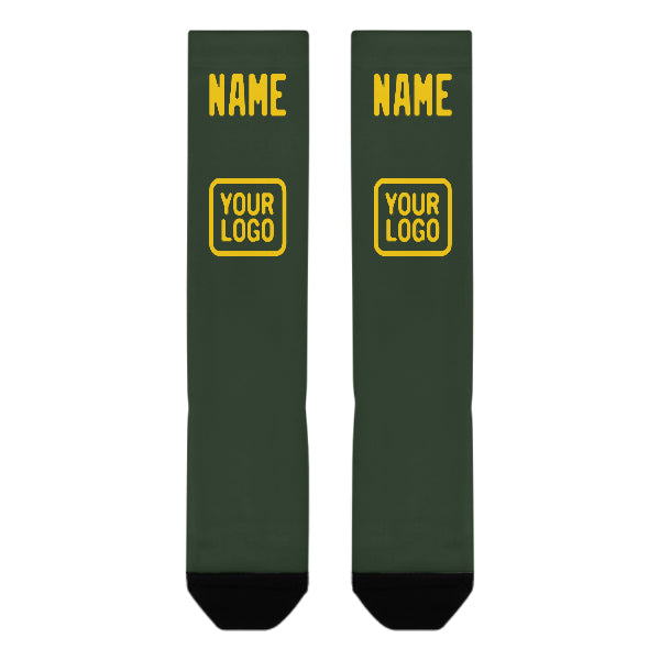Custom Dark Green Gold Knee-High Sock