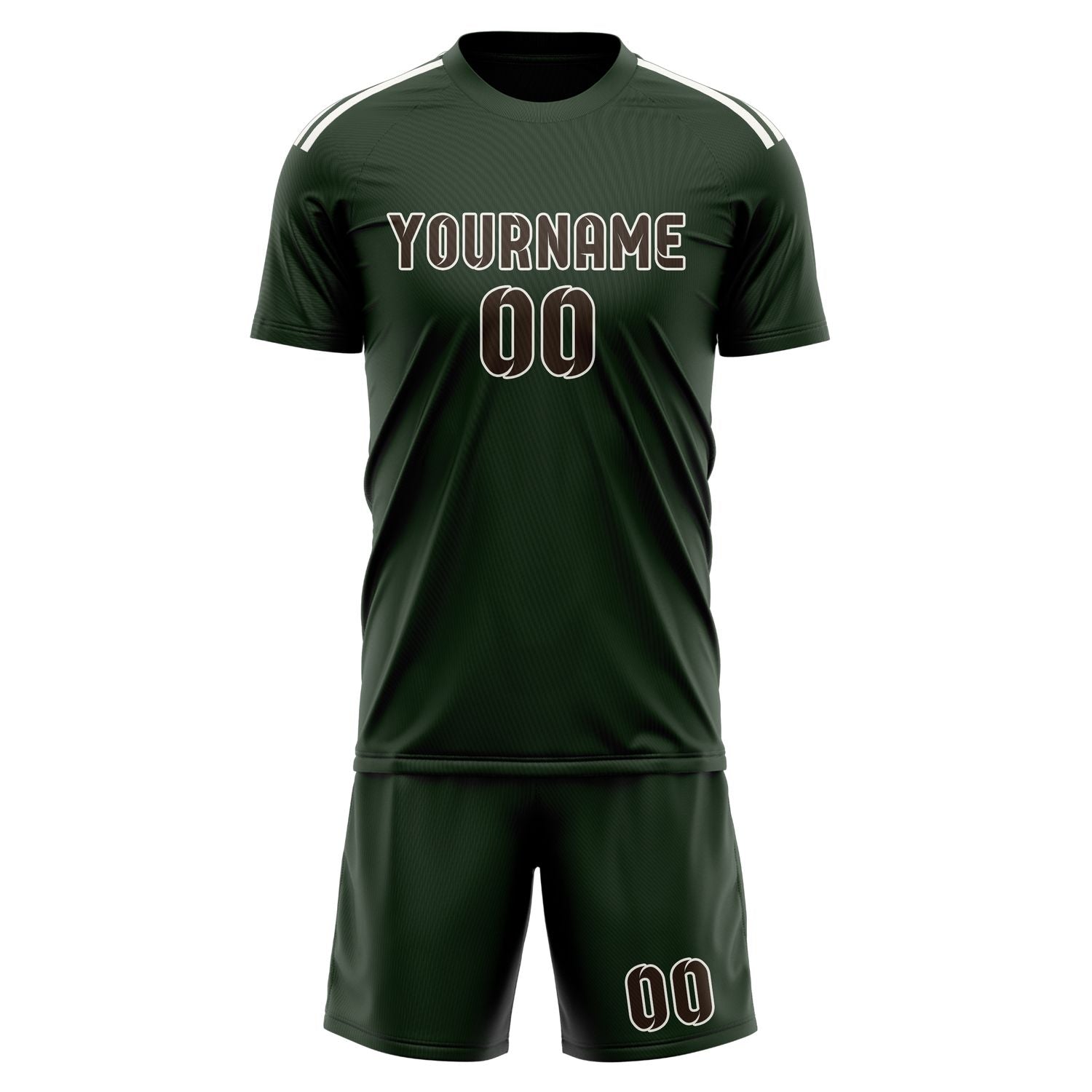 Custom Dark Green Brown Soccer Set