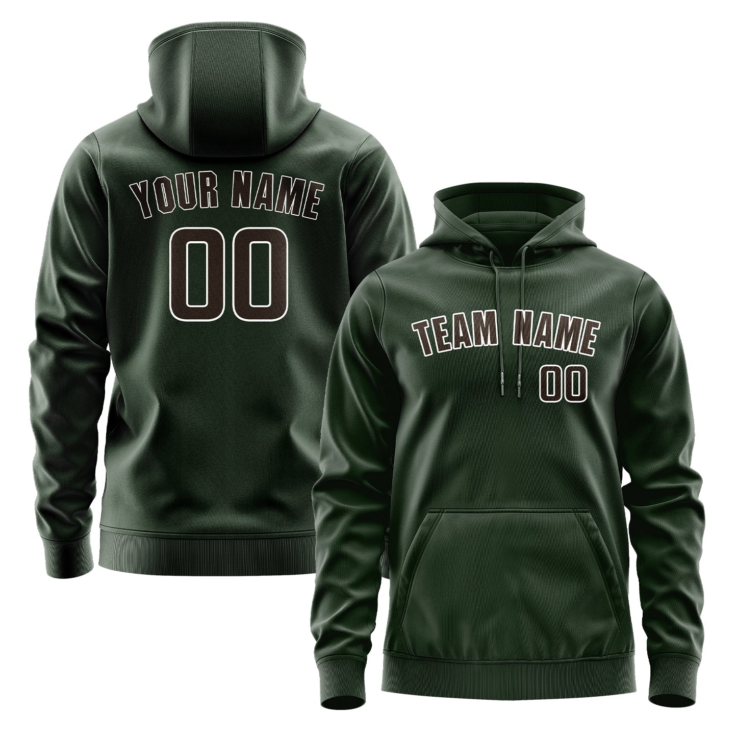 Custom Dark Green Brown Hoodie