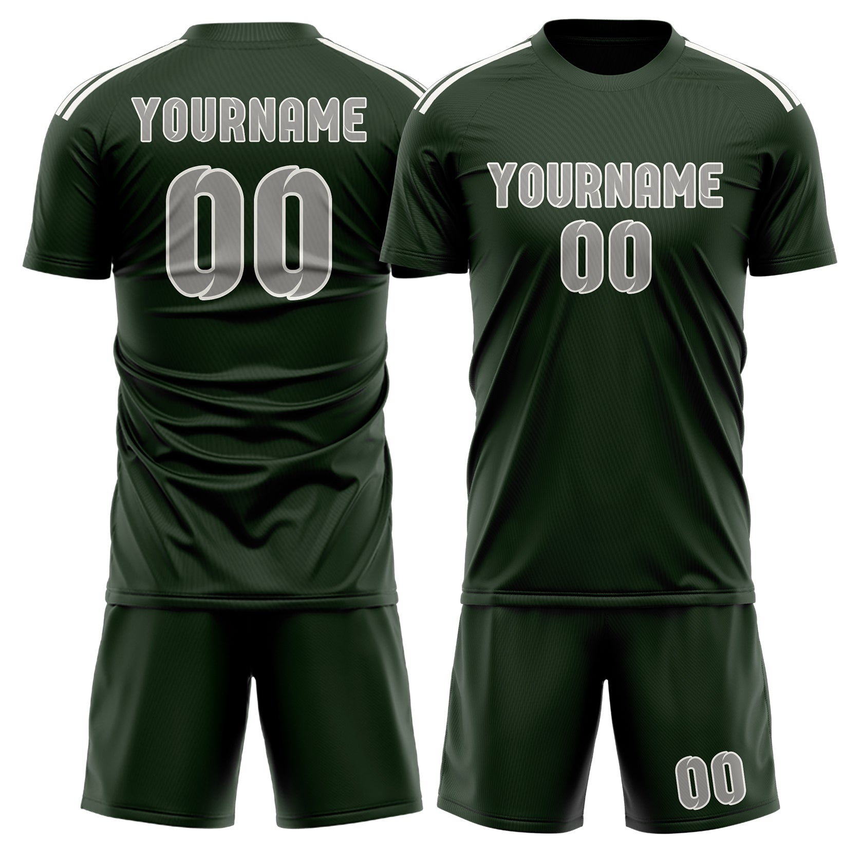 Custom Dark Green Gray Soccer Set