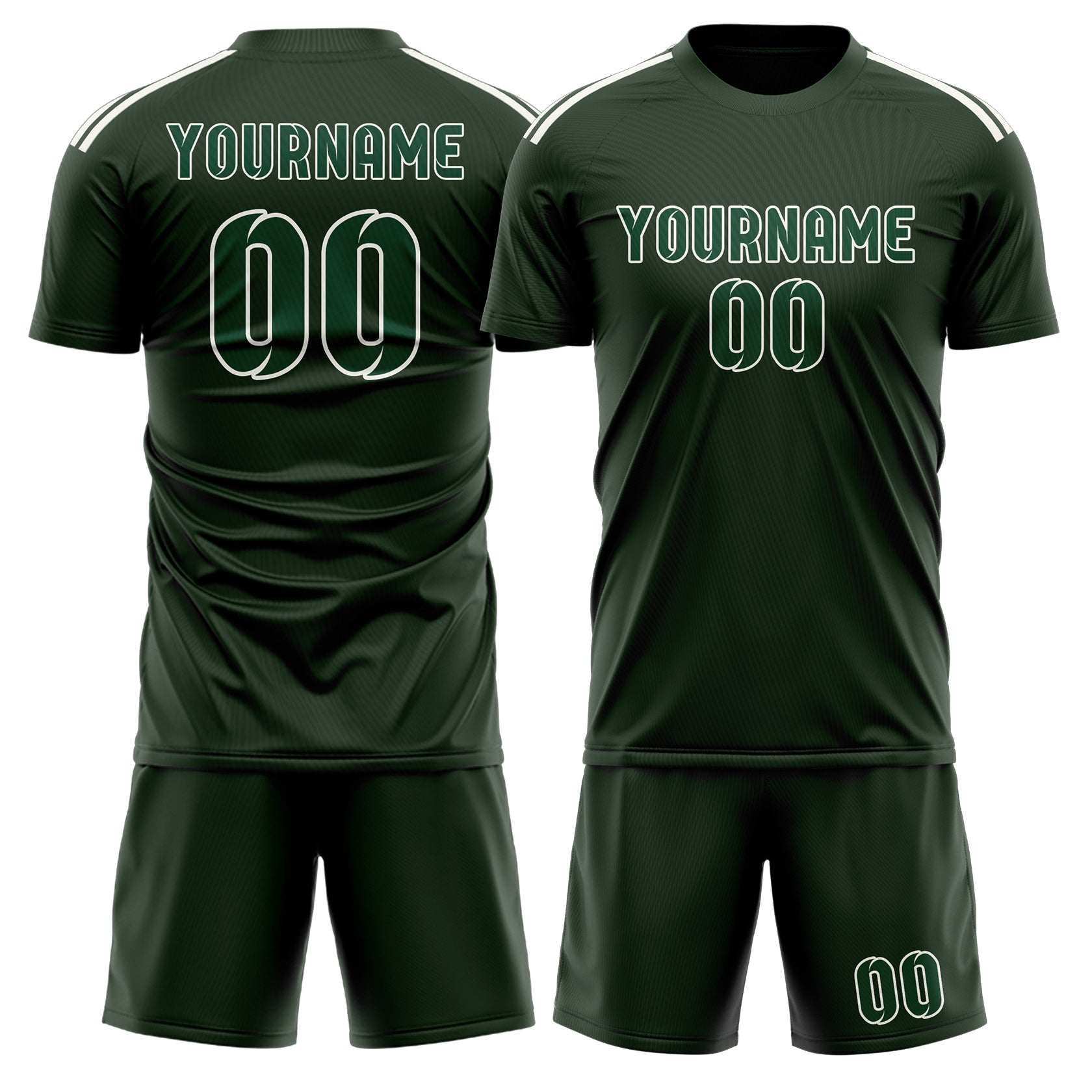 Custom Dark Green Green Soccer Set