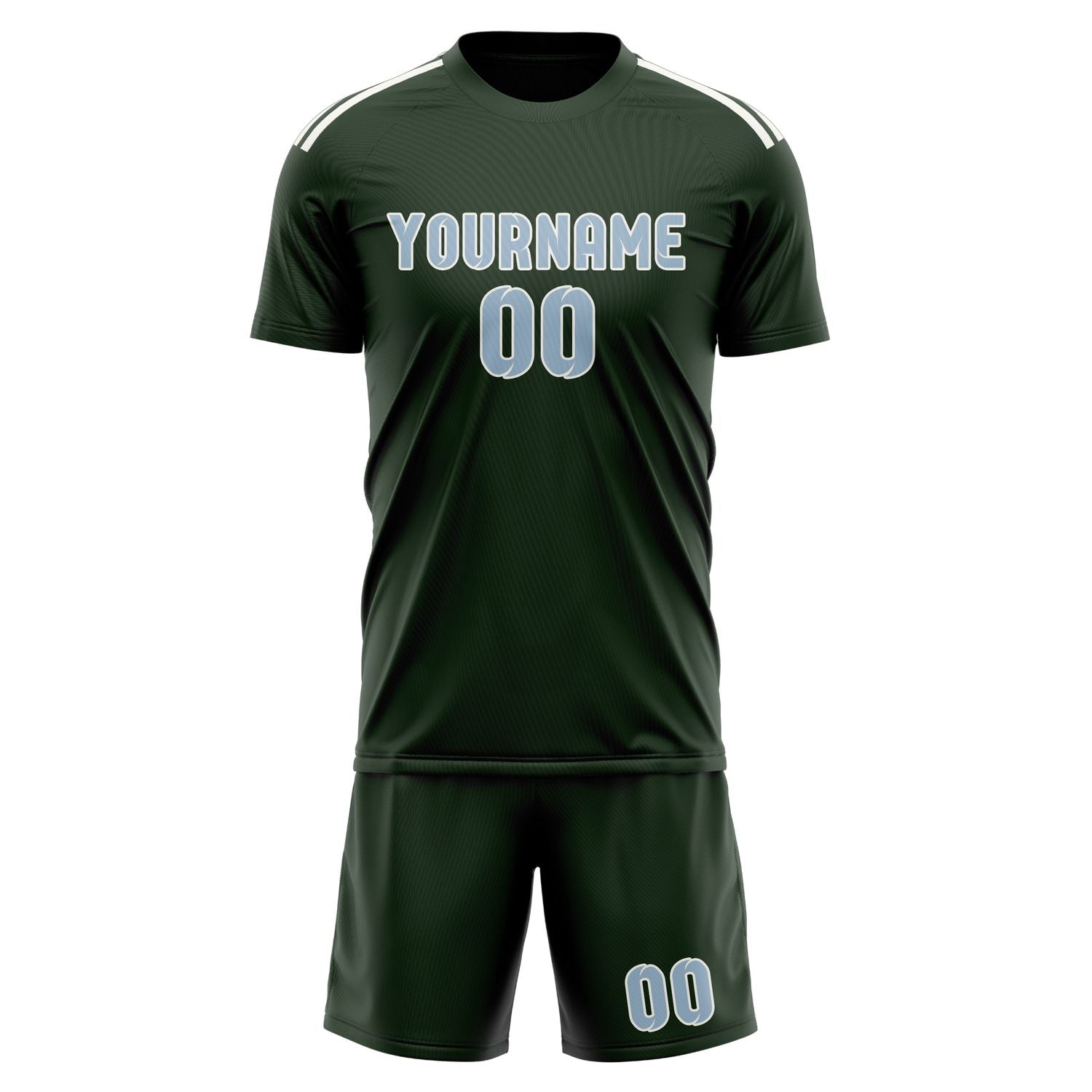Custom Dark Green Light Blue Soccer Set