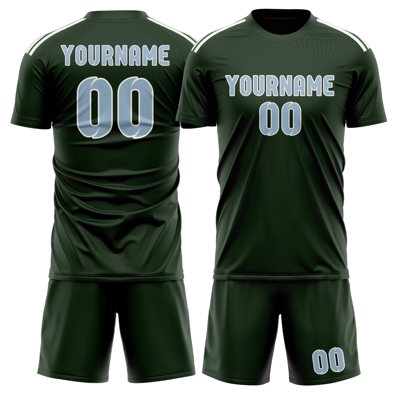 Custom Dark Green Light Blue Soccer Set