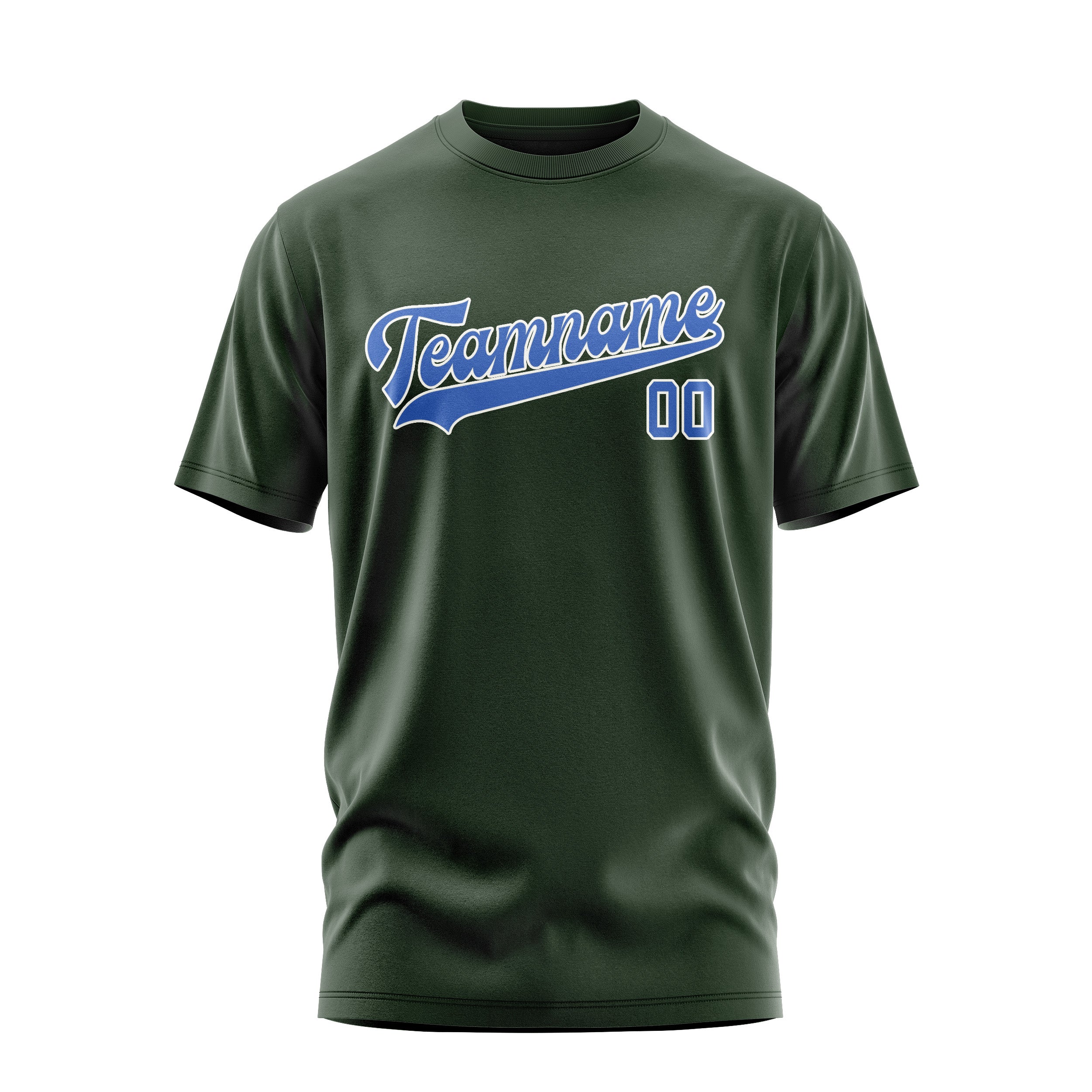 Custom Dark Green Sky Blue T-Shirt