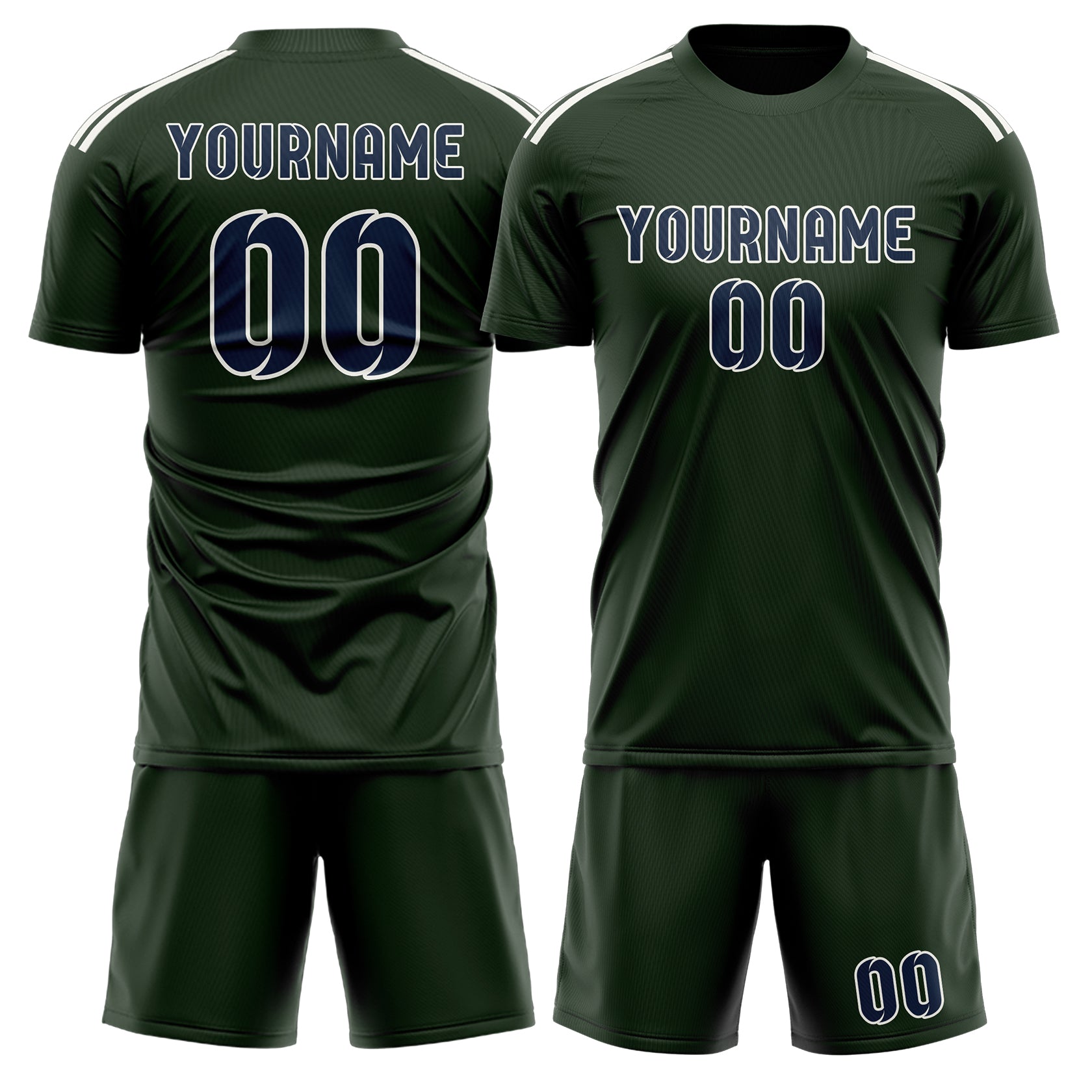 Custom Dark Green Blue Soccer Set