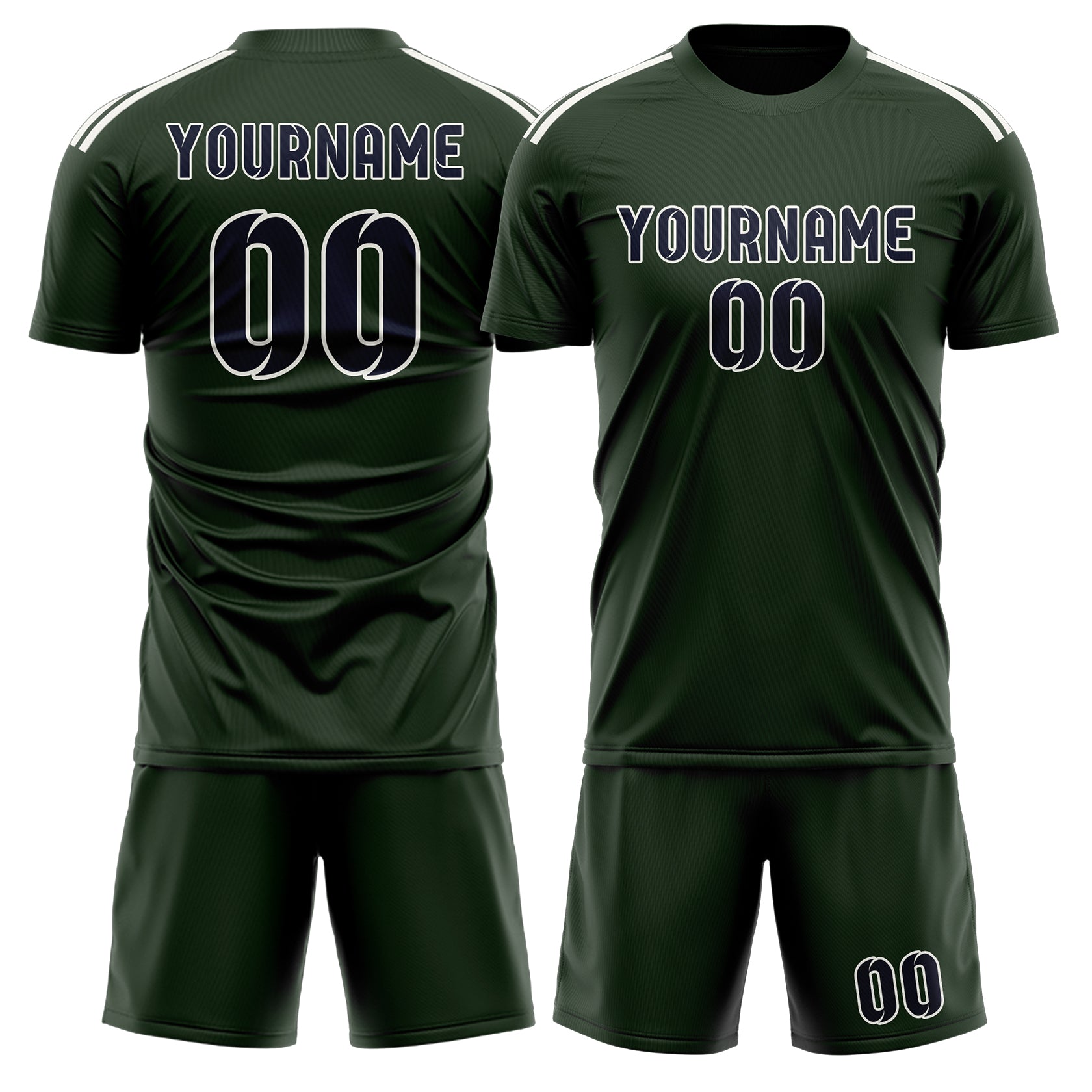 Custom Dark Green Navy Soccer Set