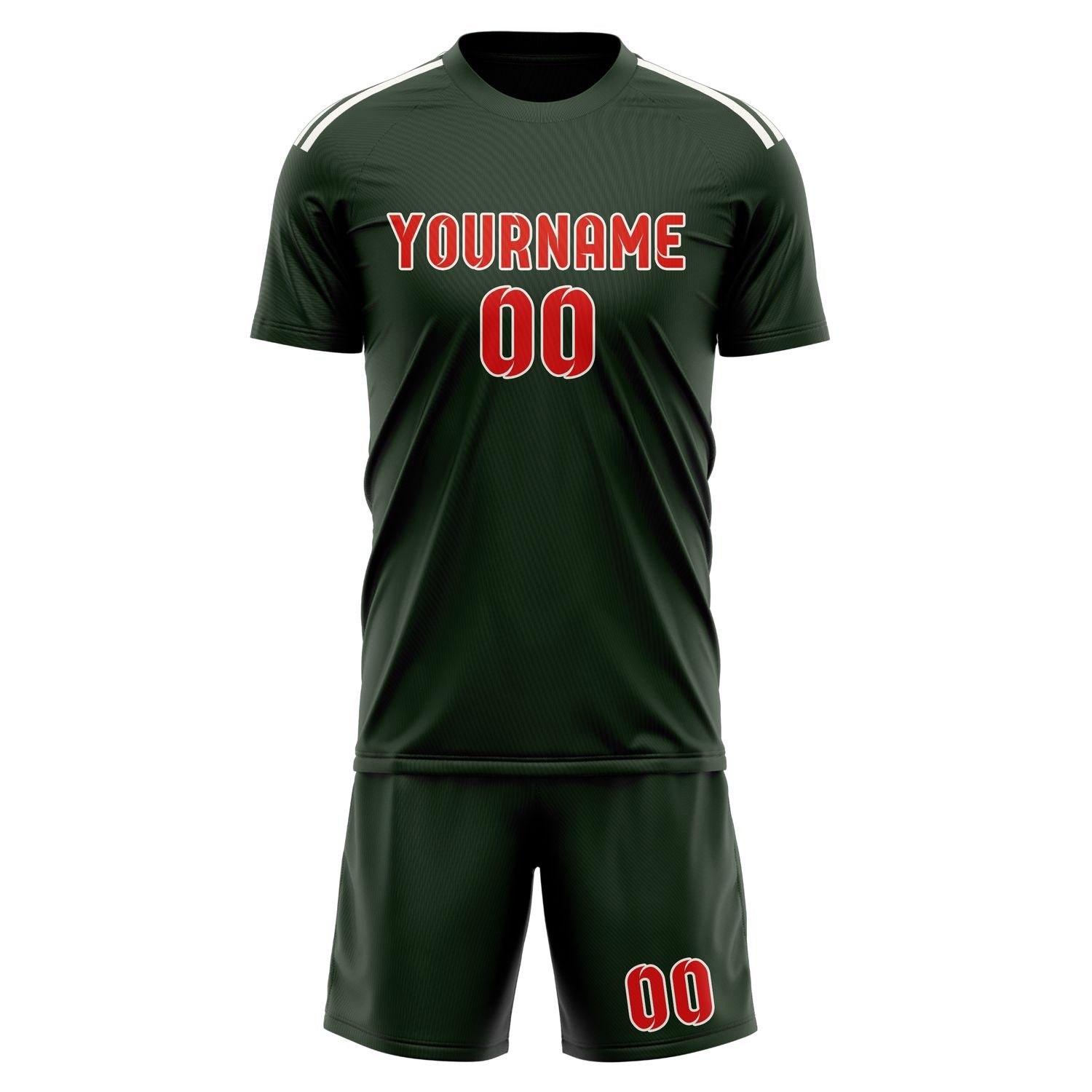 Custom Dark Green Orange Red Soccer Set