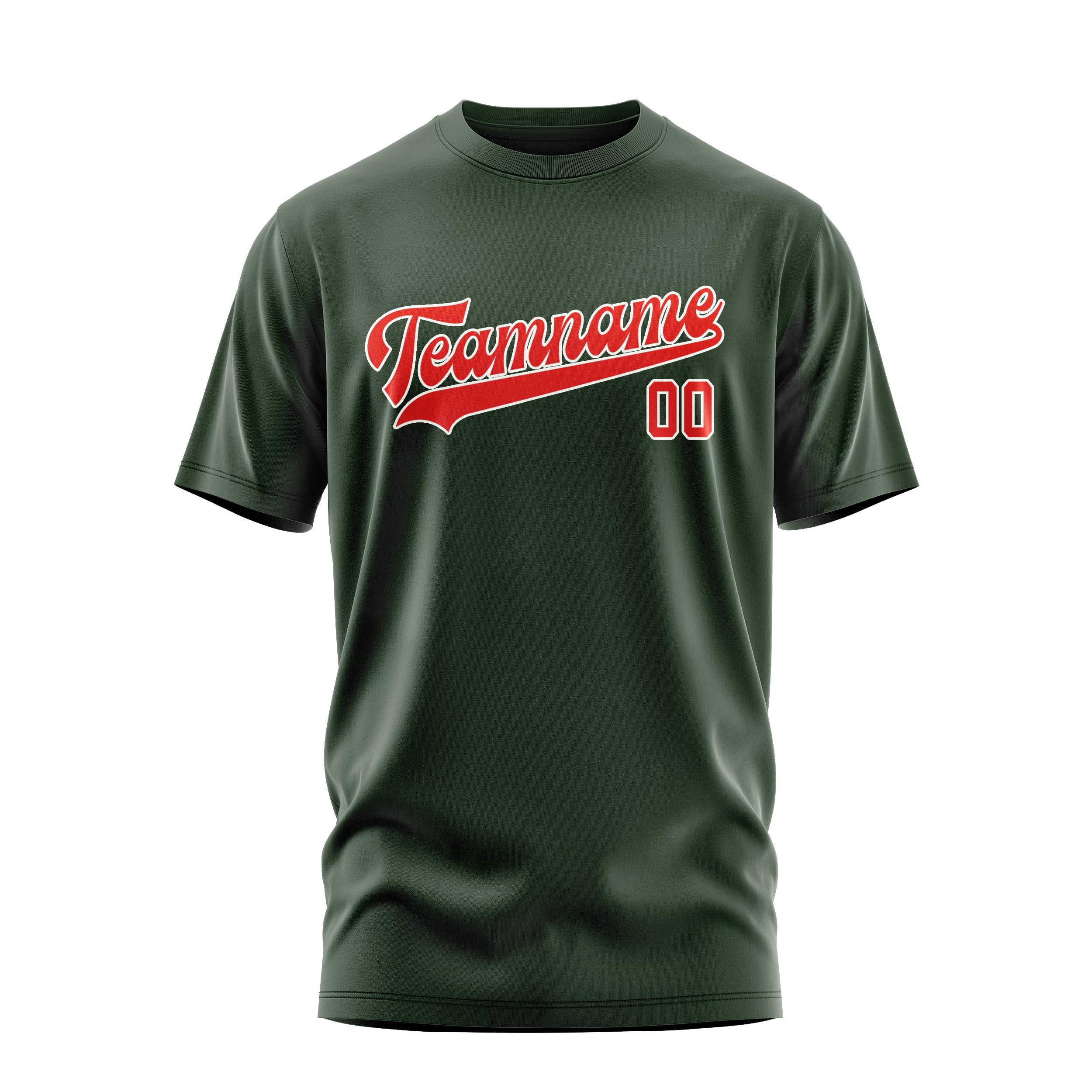 Custom Dark Green Orange Red T-Shirt