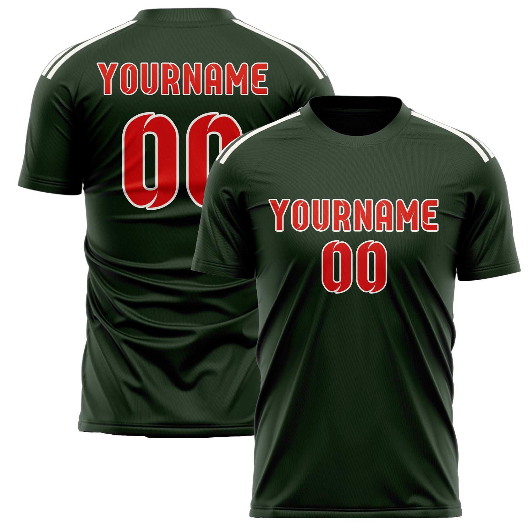 Custom Dark Green Orange Red Soccer Jersey