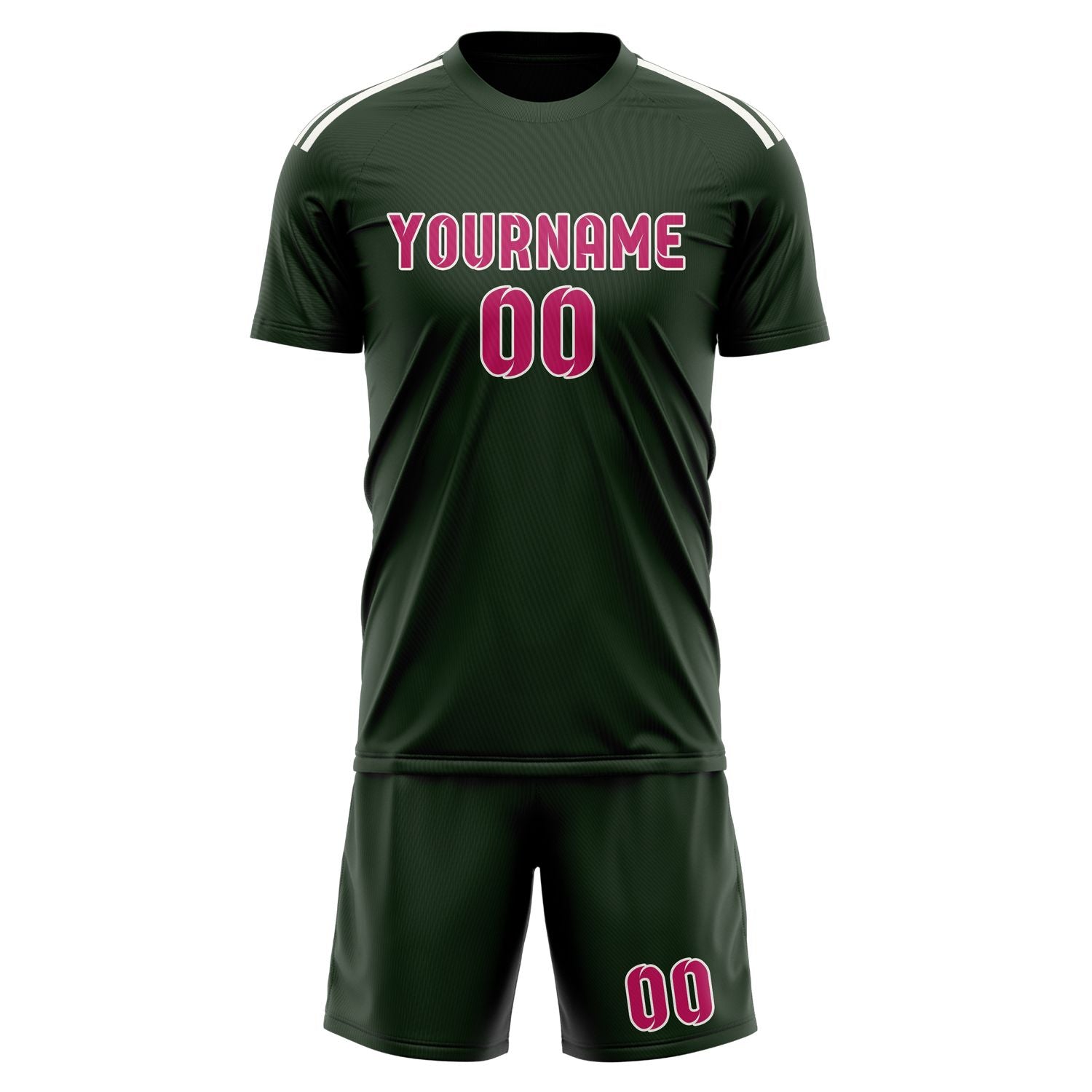 Custom Dark Green Pink Soccer Set
