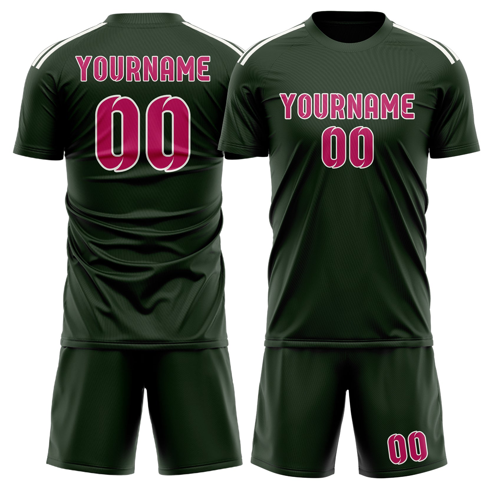 Custom Dark Green Pink Soccer Set
