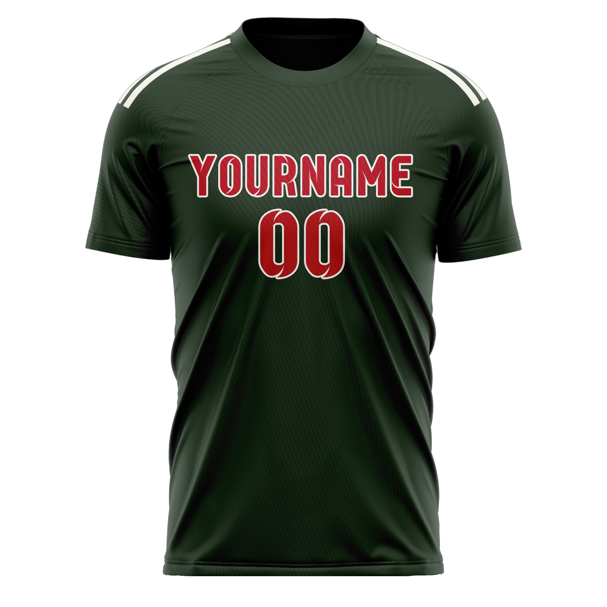 Custom Dark Green Red Soccer Jersey
