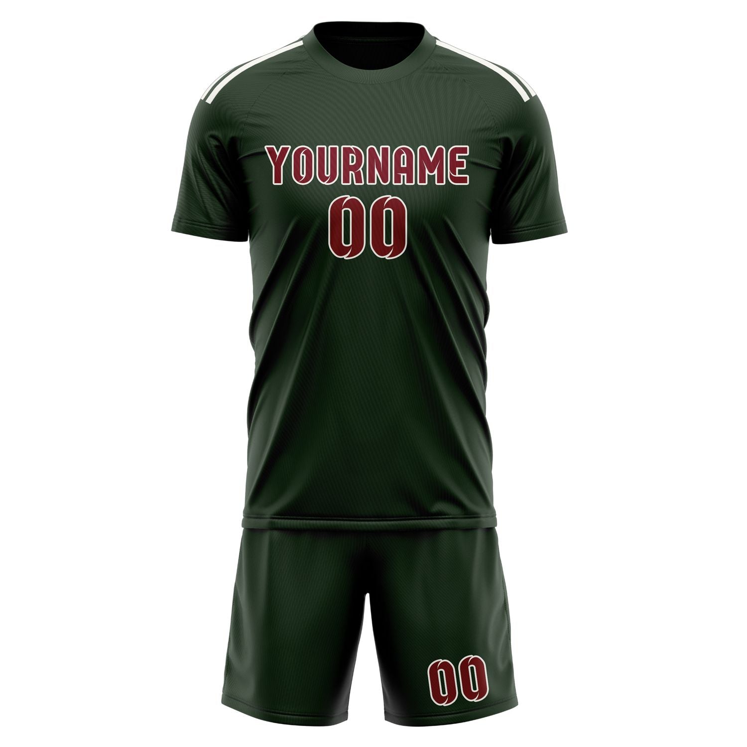 Custom Dark Green Crimson Red Soccer Set