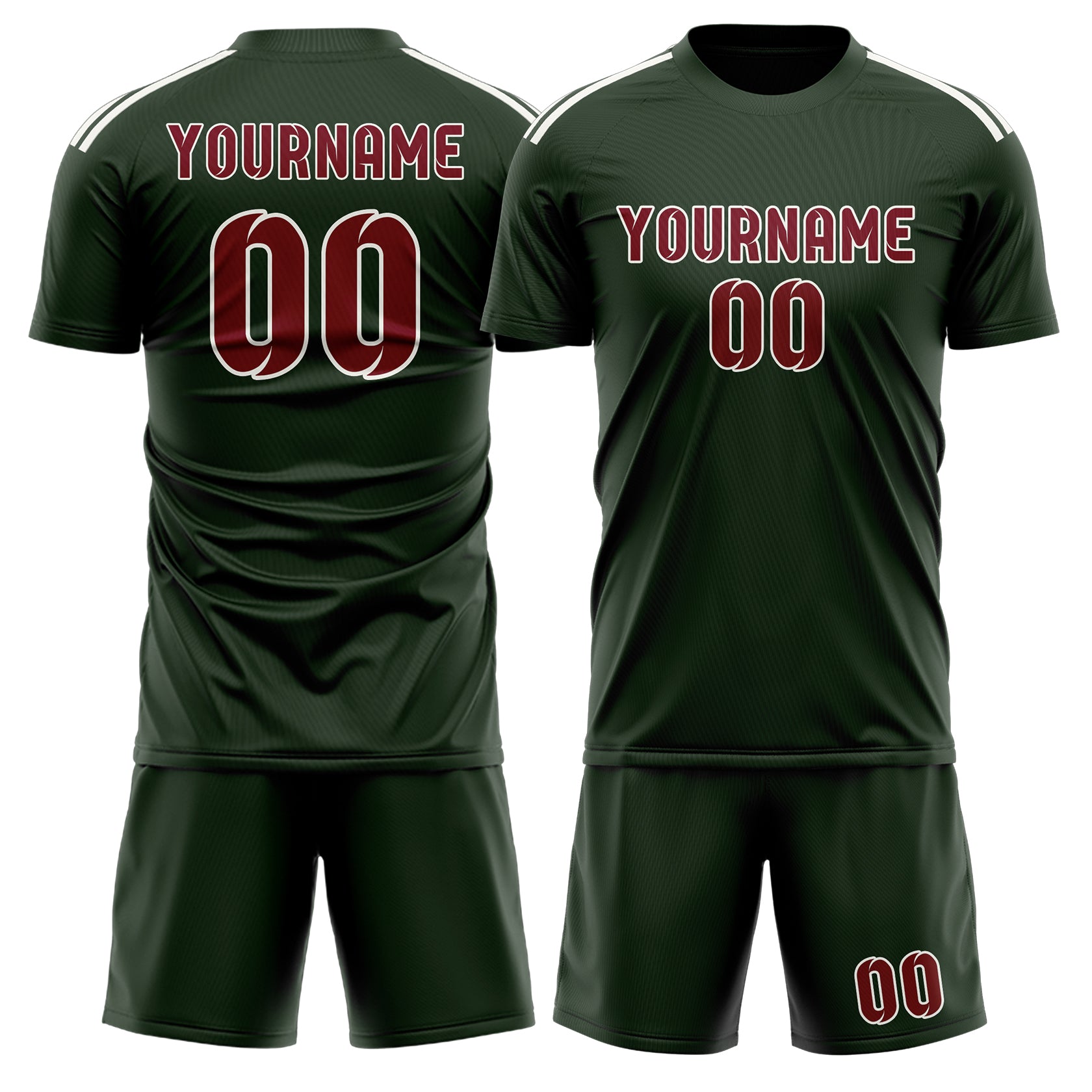 Custom Dark Green Crimson Red Soccer Set