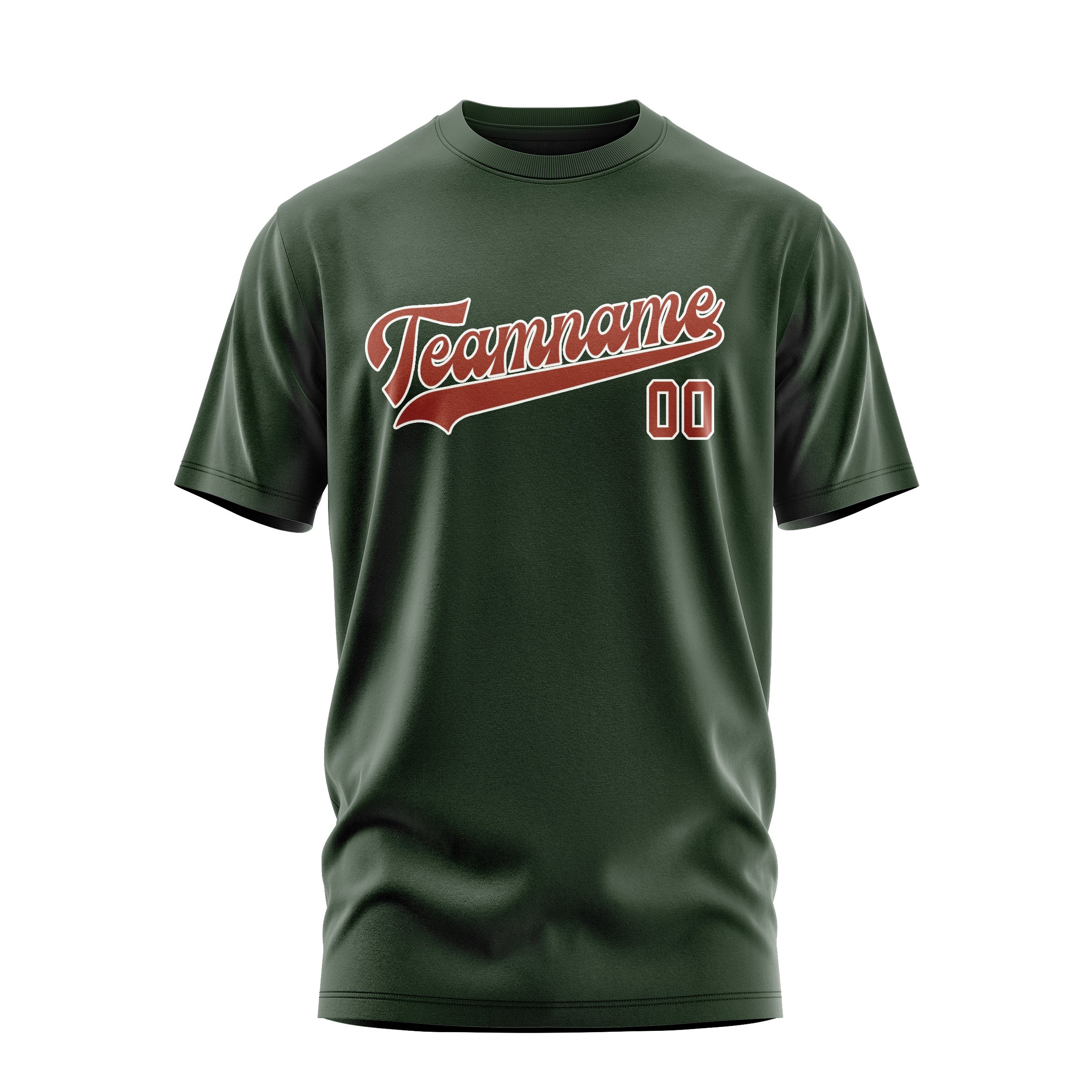 Custom Dark Green Coral Red T-Shirt