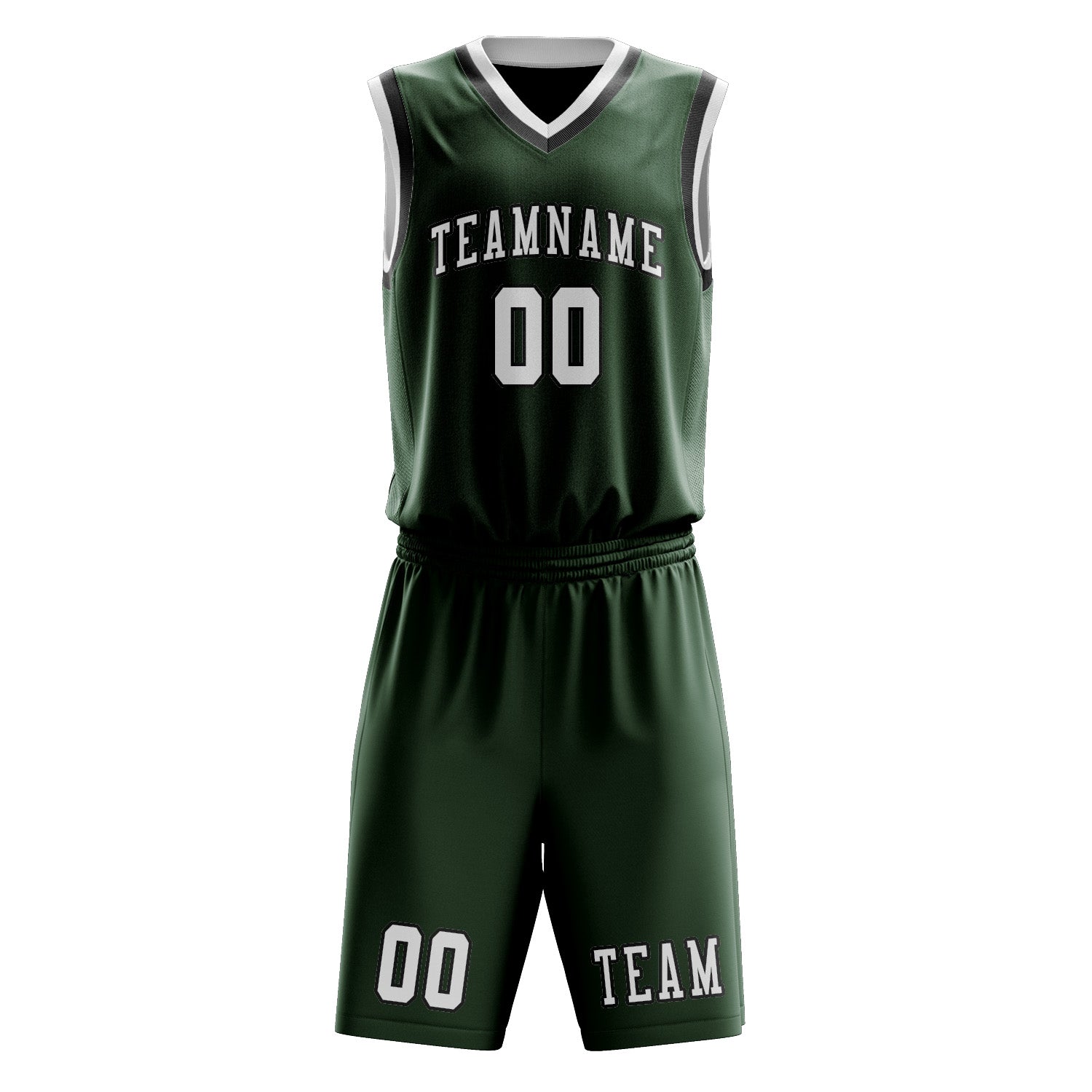 Custom Dark Green White Basketball Set