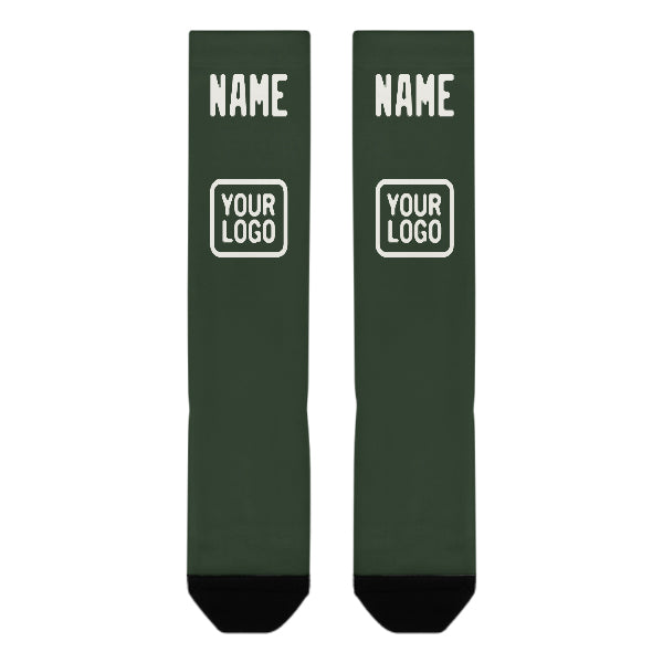 Custom Dark Green White Knee-High Sock