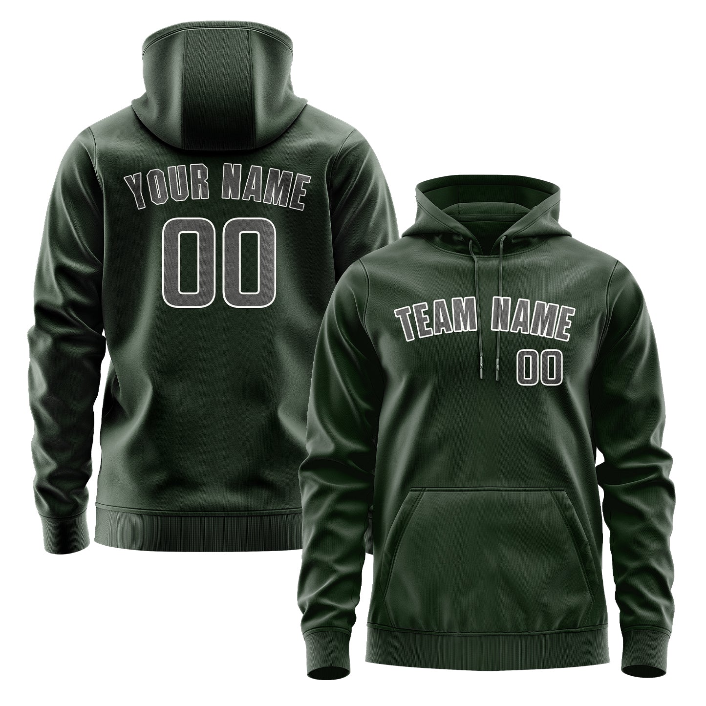 Custom Dark Green Dark Grey Hoodie