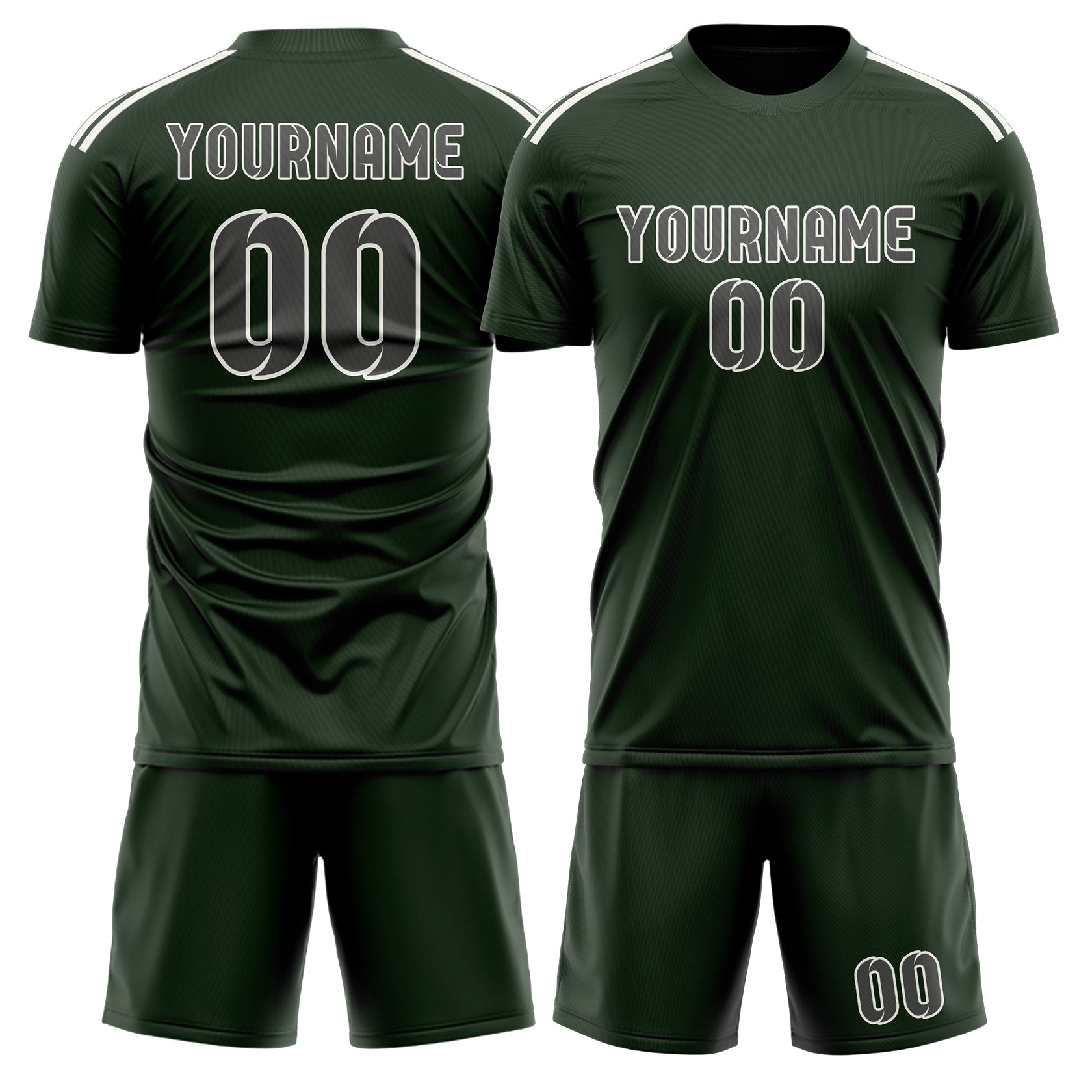 Custom Dark Green Dark Grey Soccer Set