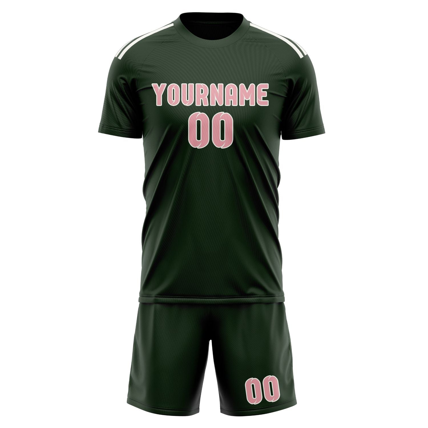 Custom Dark Green Light Pink Soccer Set