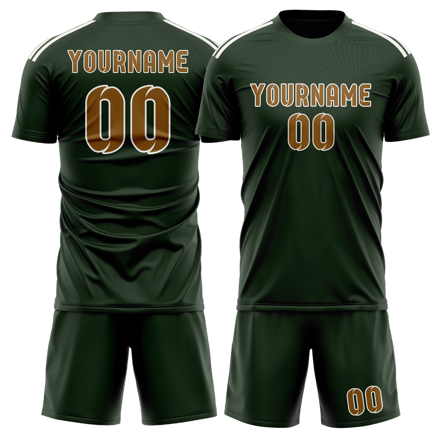 Custom Dark Green Khaki Soccer Set
