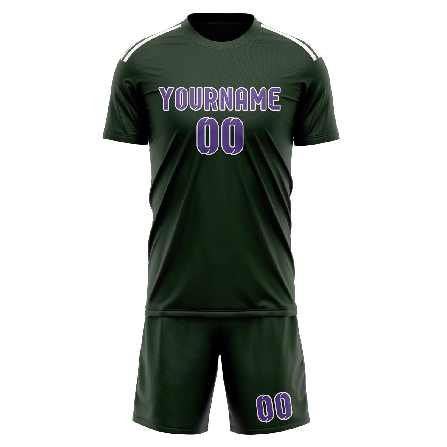 Custom Dark Green Light Purple Soccer Set
