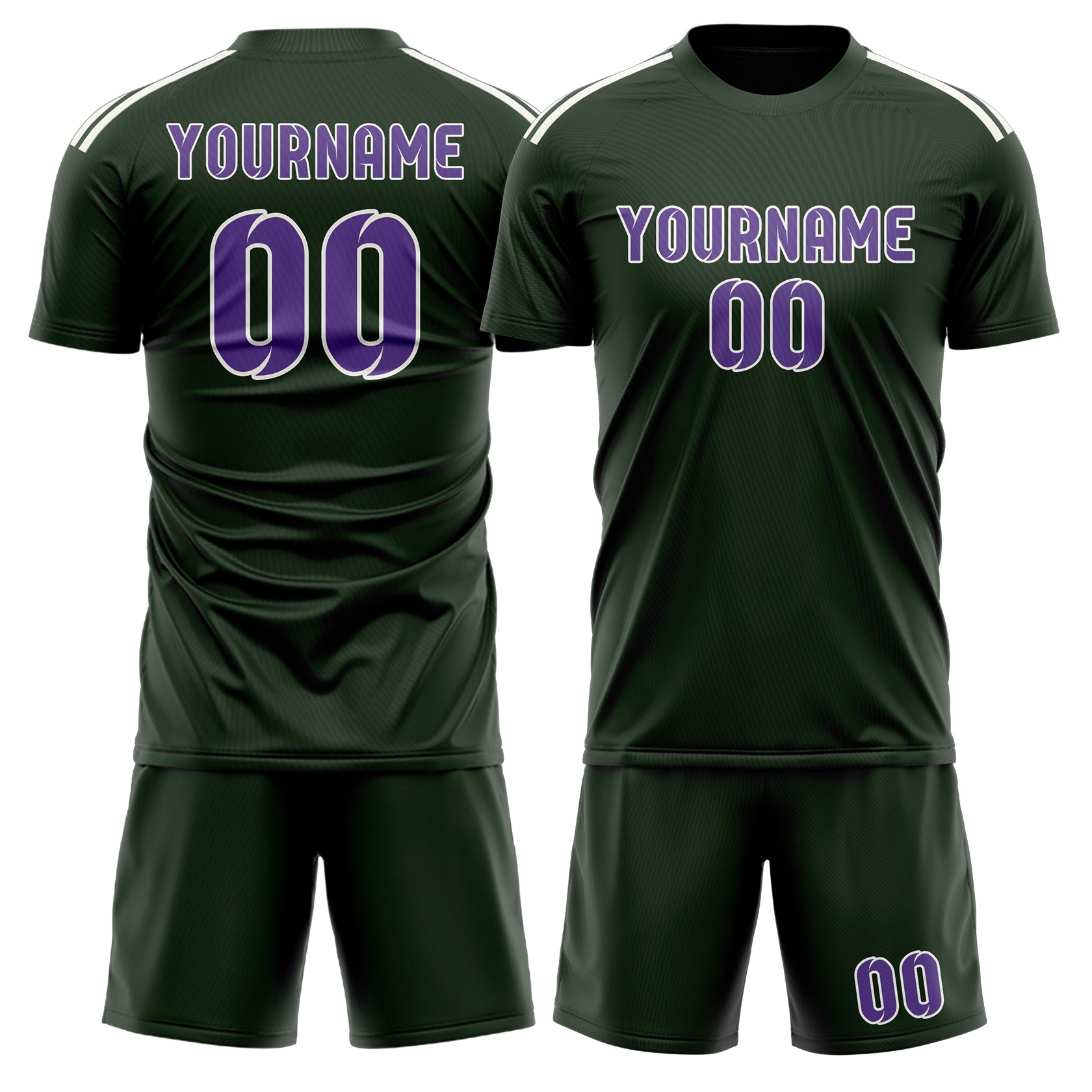 Custom Dark Green Light Purple Soccer Set