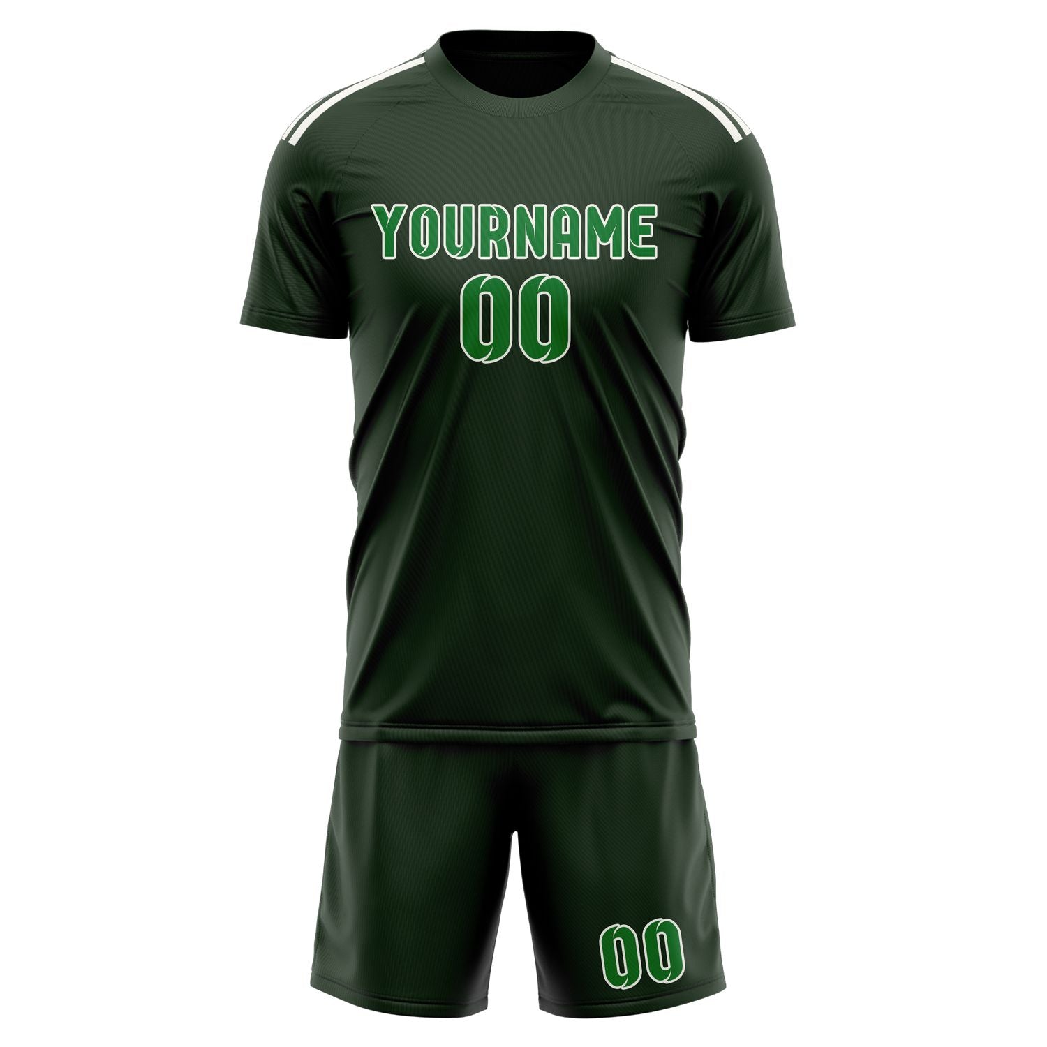 Custom Dark Green Emerald Green Soccer Set