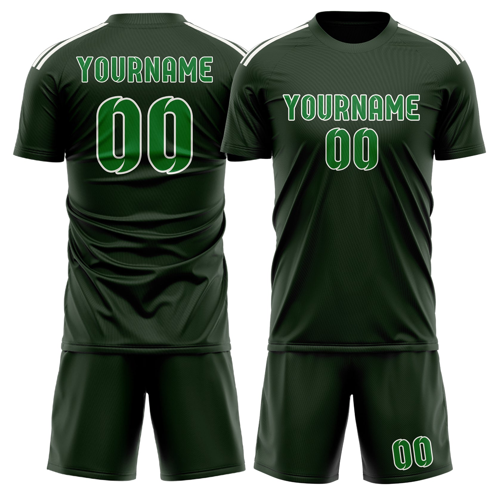 Custom Dark Green Emerald Green Soccer Set