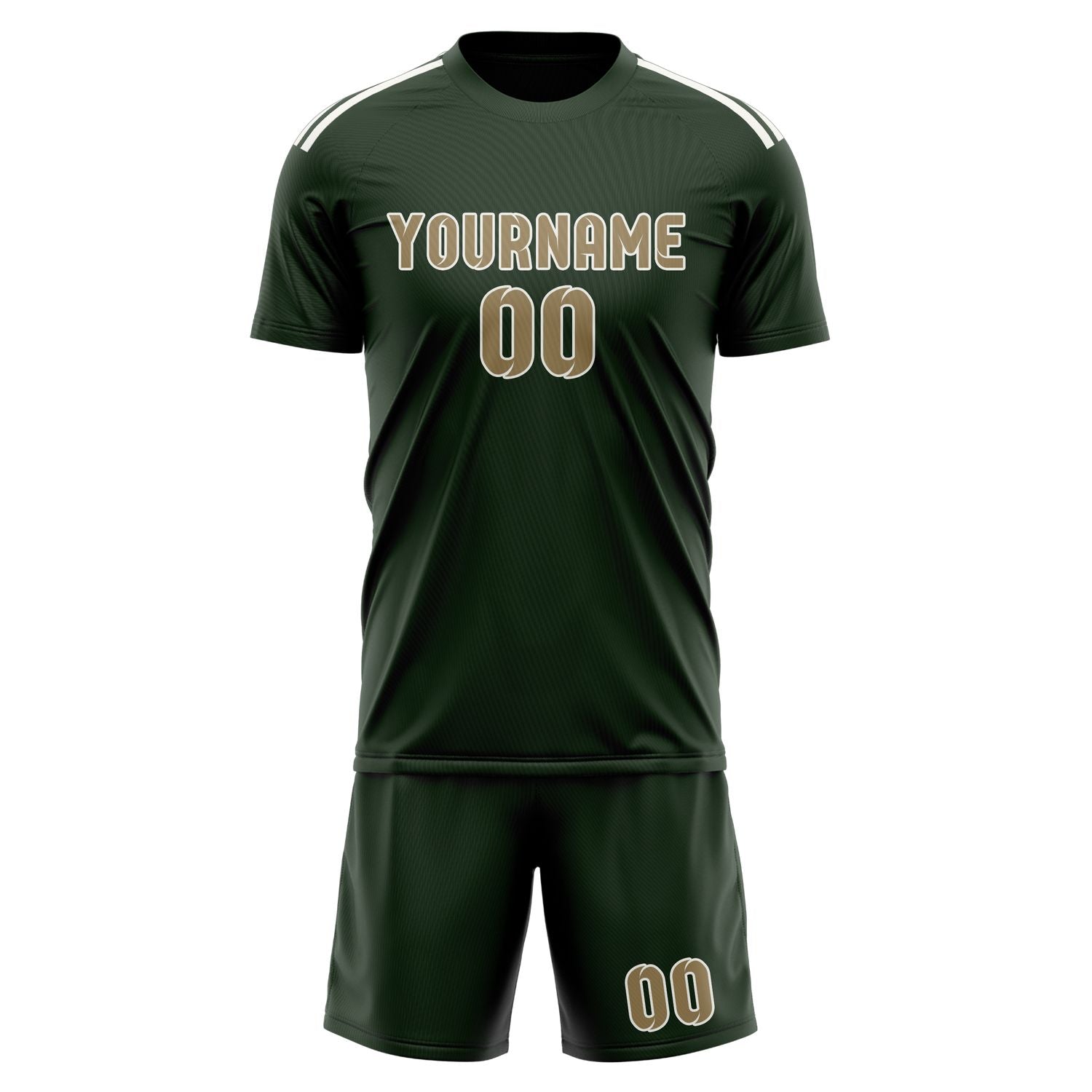 Custom Dark Green Light Khaki Soccer Set