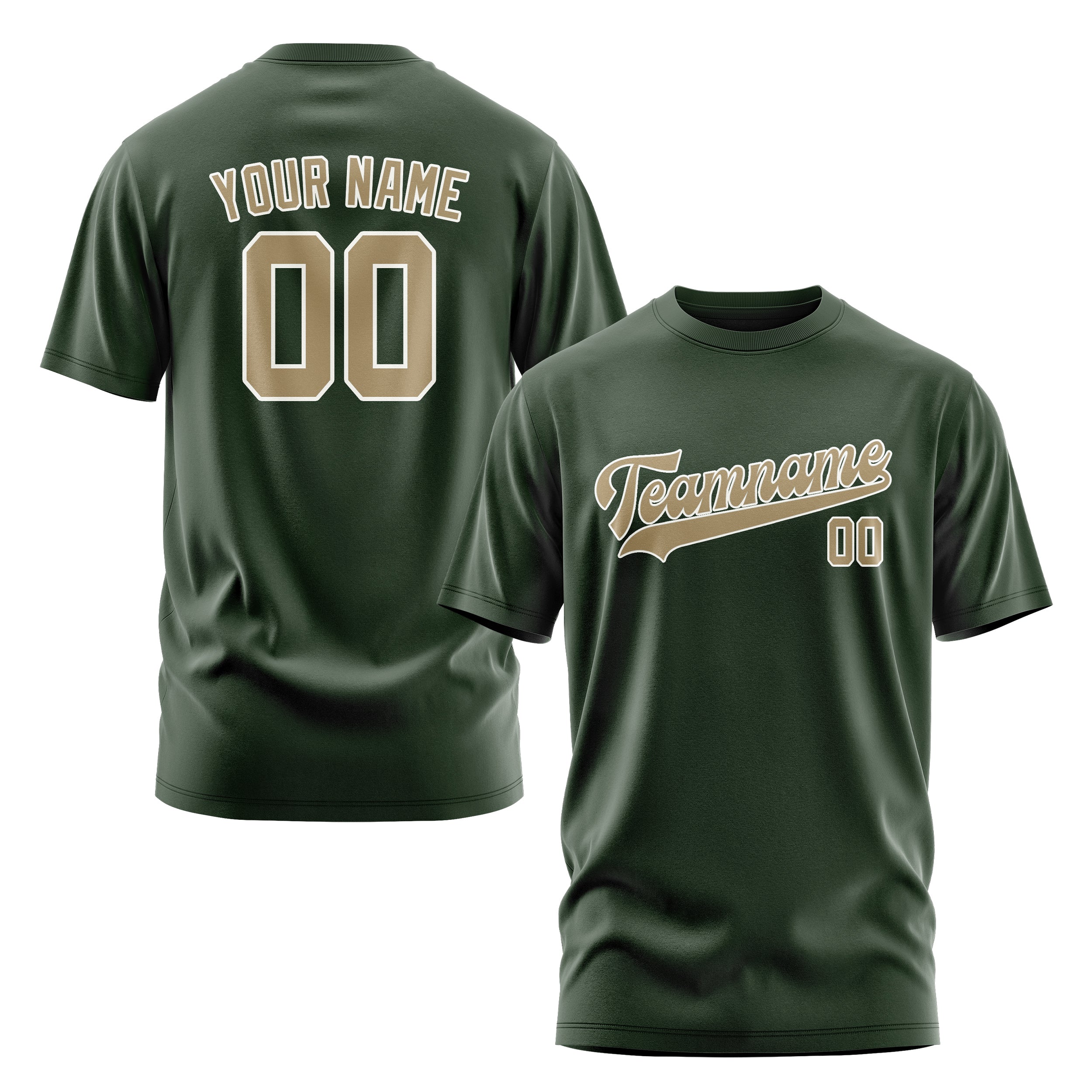 Custom Dark Green Light Khaki T-Shirt