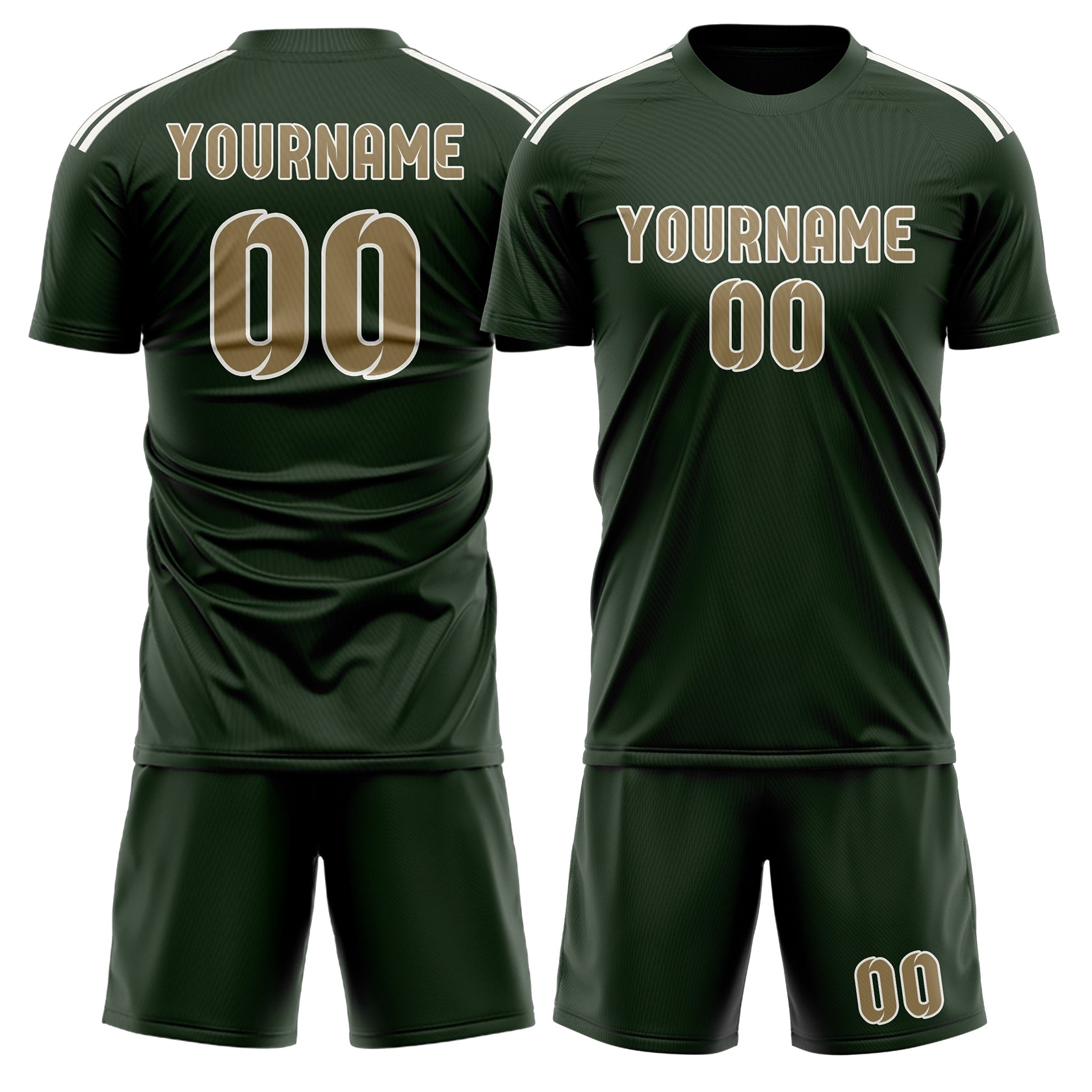 Custom Dark Green Light Khaki Soccer Set