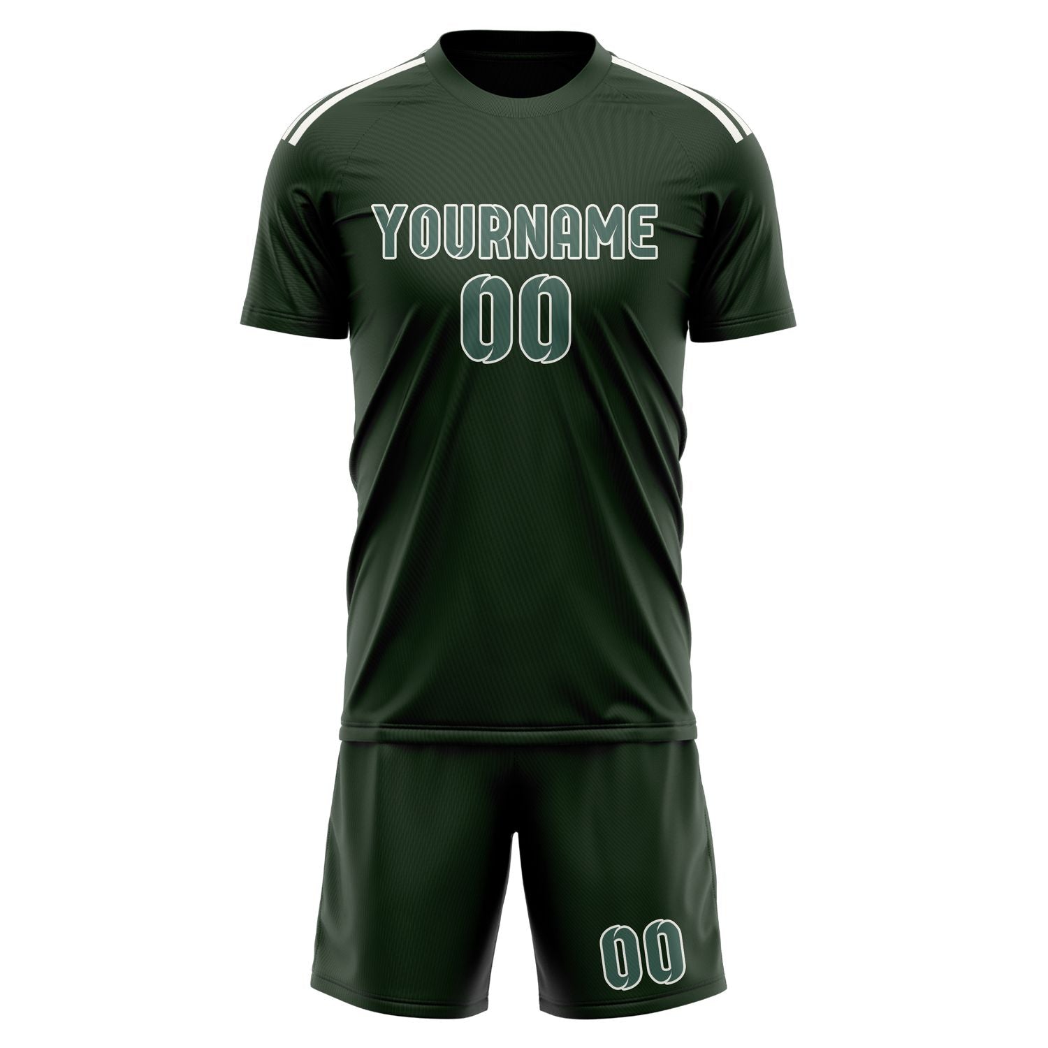 Custom Dark Green Blue Green Soccer Set