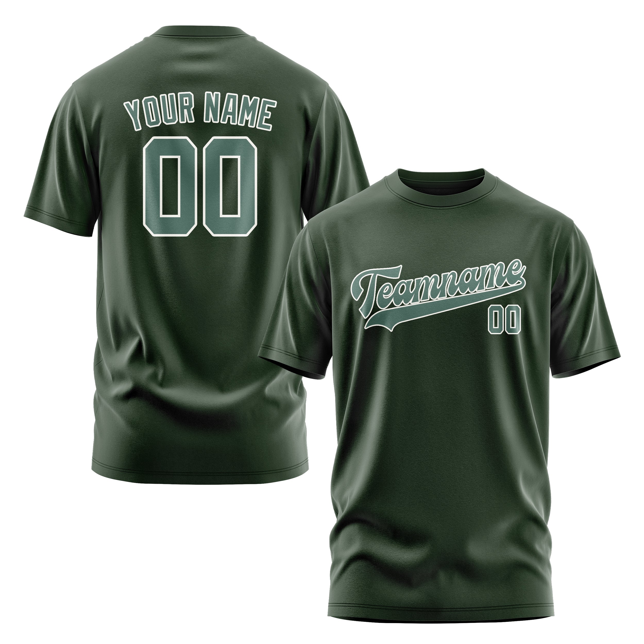 Custom Dark Green Blue Green T-Shirt